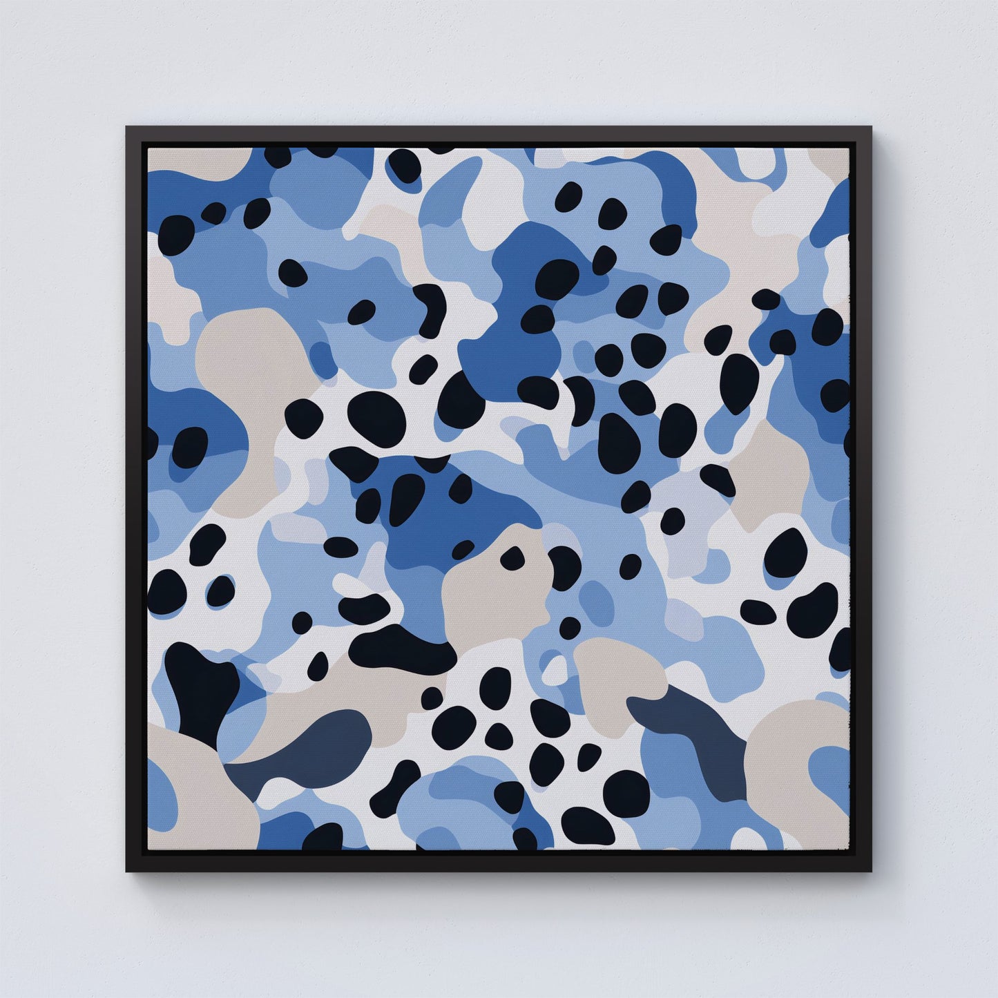 Blue Camouflage Pattern Framed Canvas