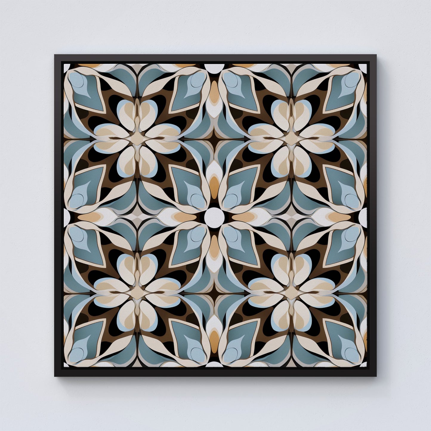 Beige And Brown Abstract Pattern Framed Canvas