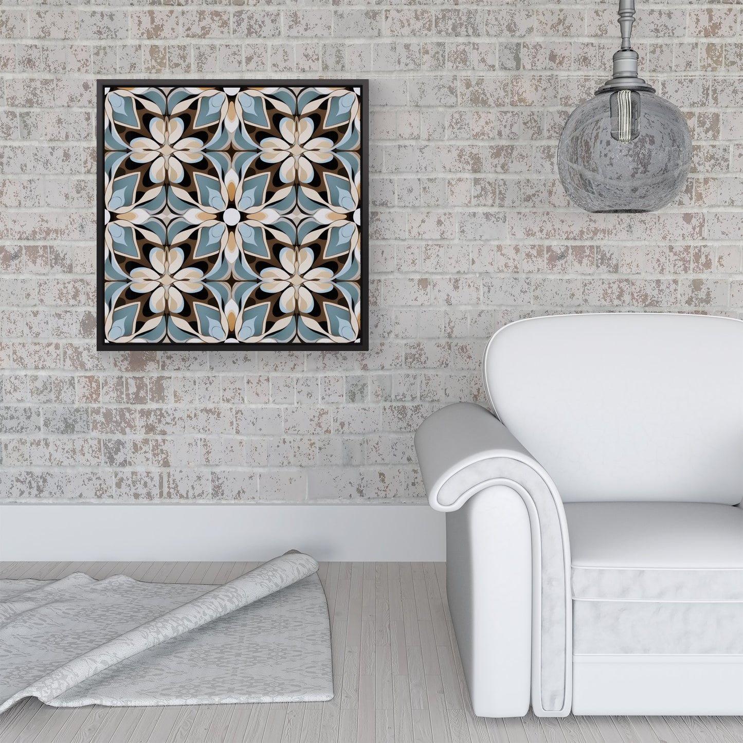 Beige And Brown Abstract Pattern Framed Canvas