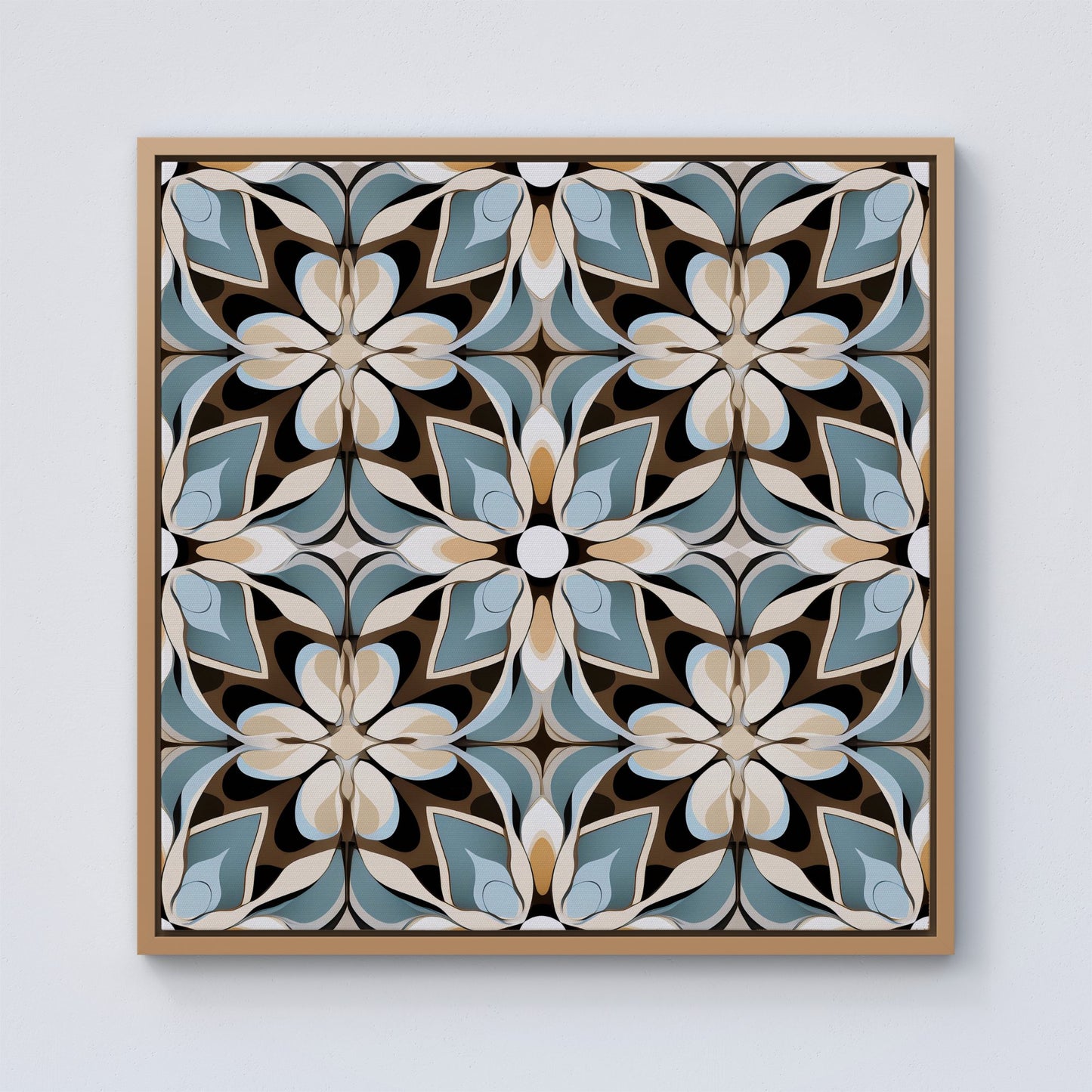 Beige And Brown Abstract Pattern Framed Canvas