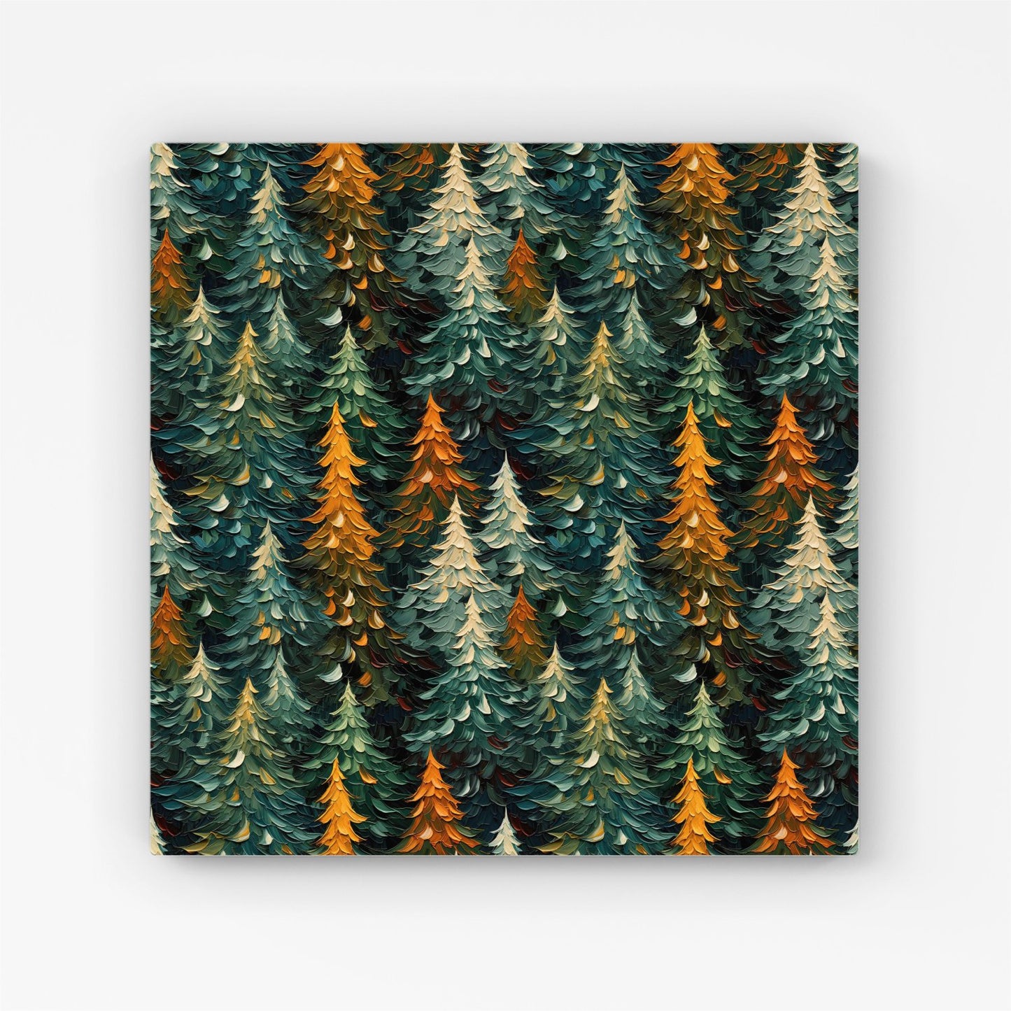 Impasto Style Christmas Trees Canvas