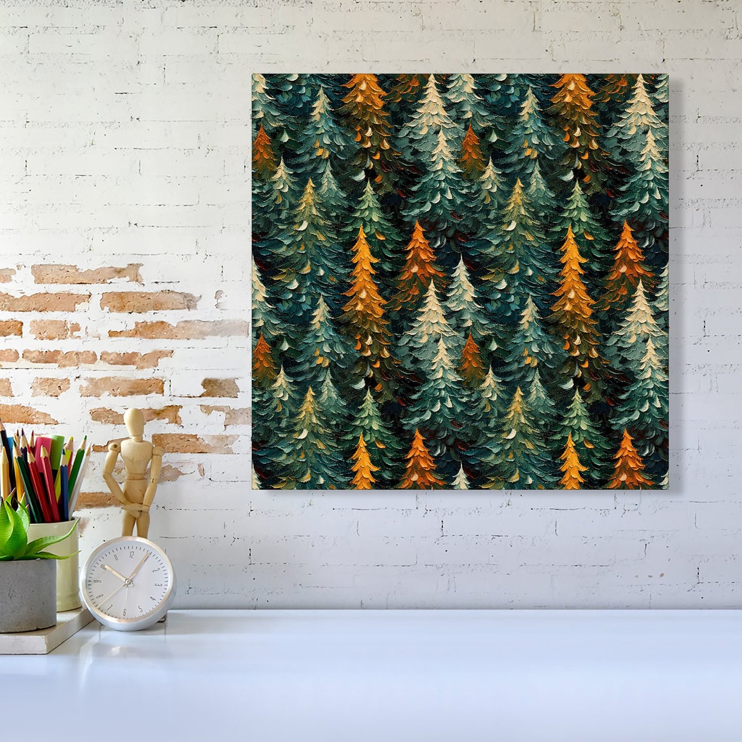 Impasto Style Christmas Trees Canvas