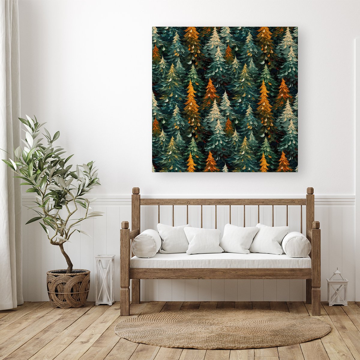 Impasto Style Christmas Trees Canvas