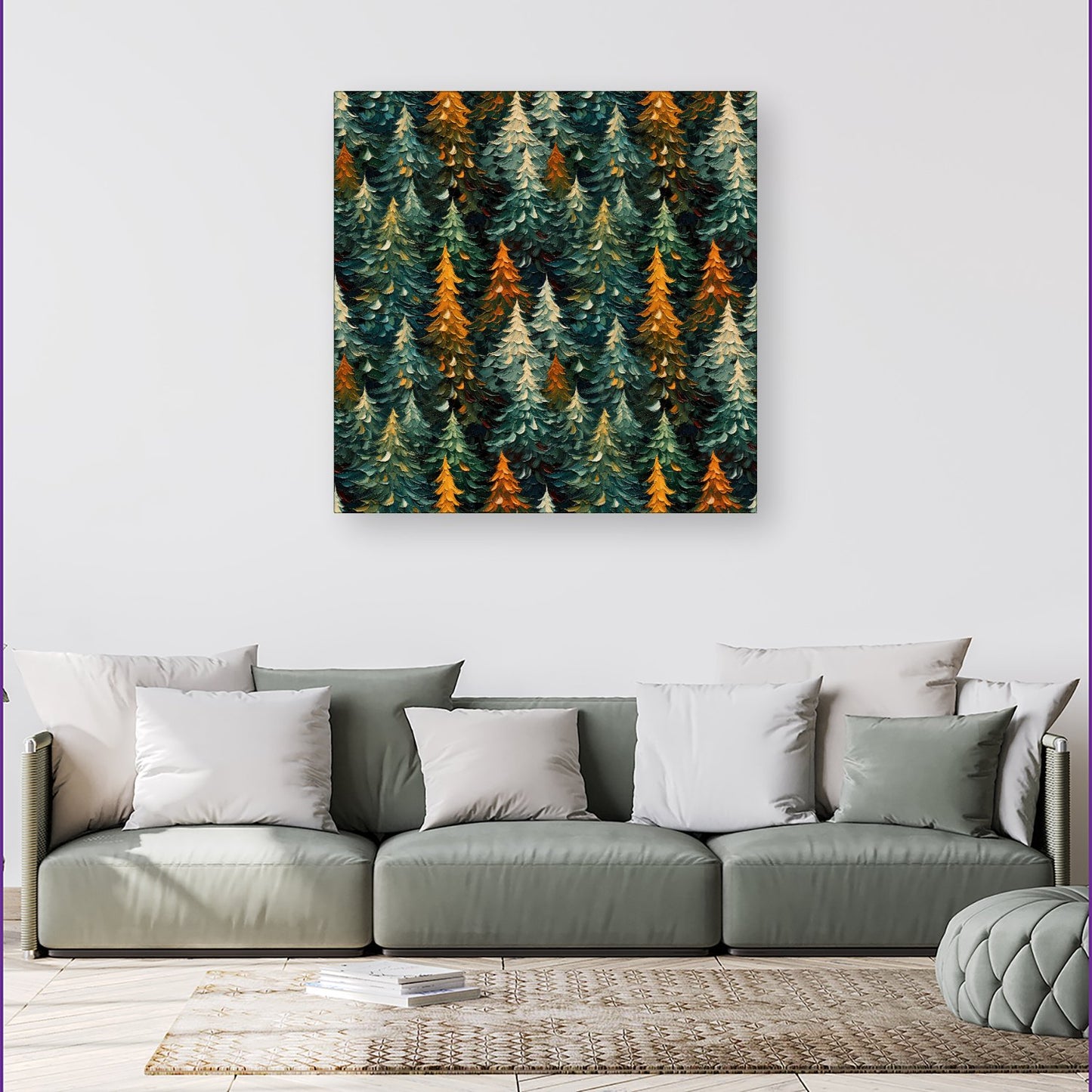 Impasto Style Christmas Trees Canvas