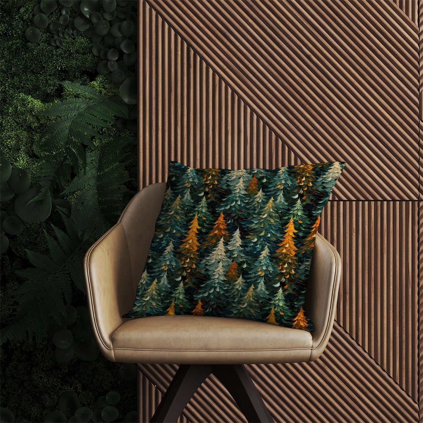 Impasto Style Christmas Trees Outdoor Cushion