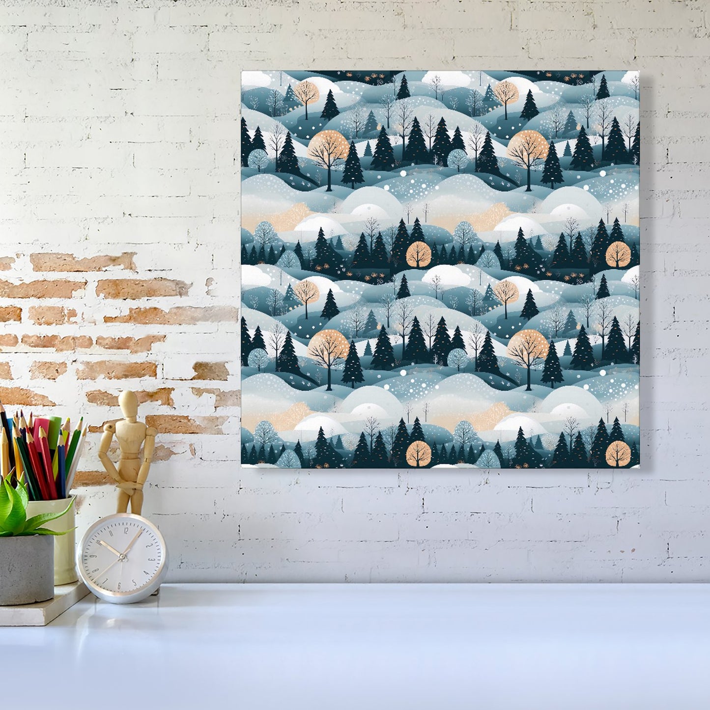 Dreamy Snowy Christmas Scene Canvas