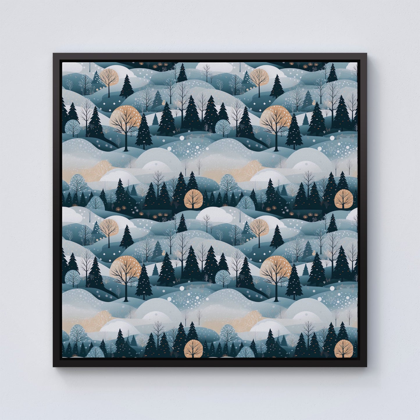 Dreamy Snowy Christmas Scene Framed Canvas