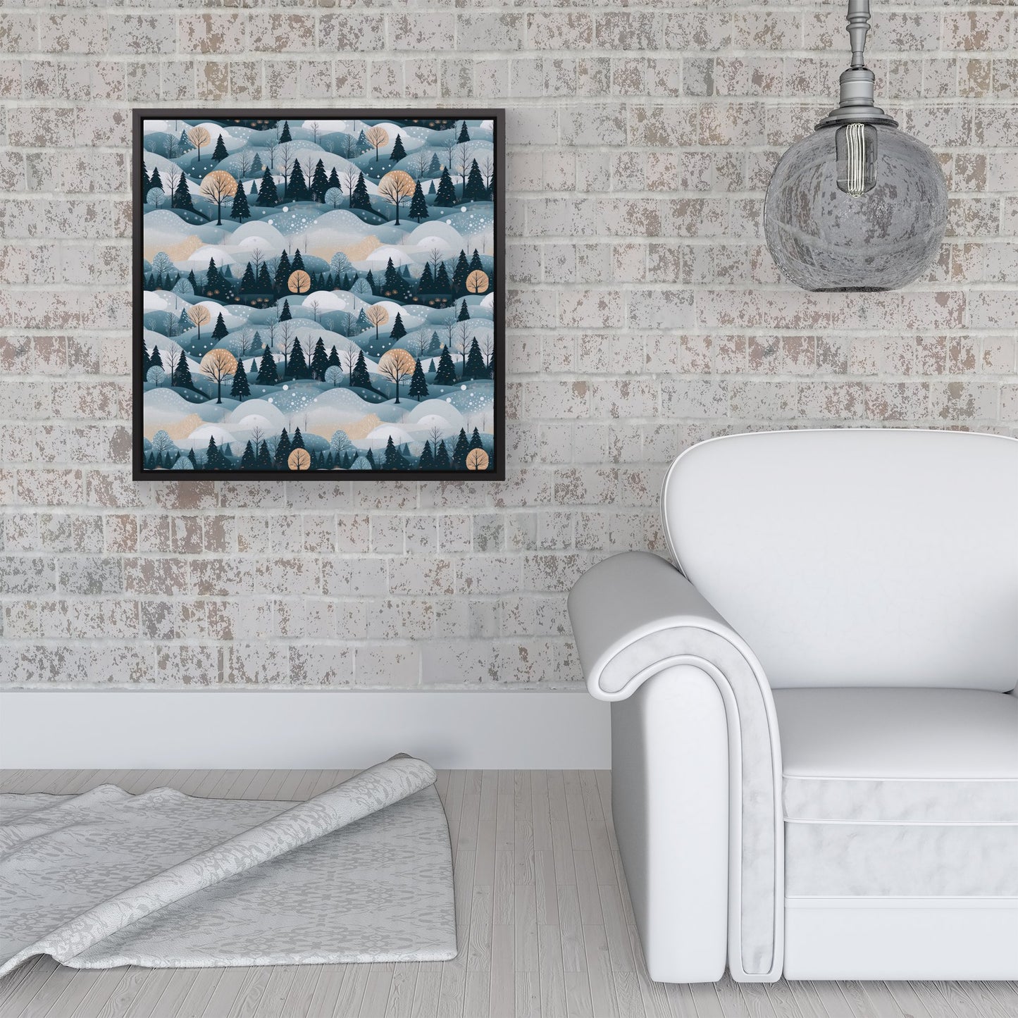 Dreamy Snowy Christmas Scene Framed Canvas