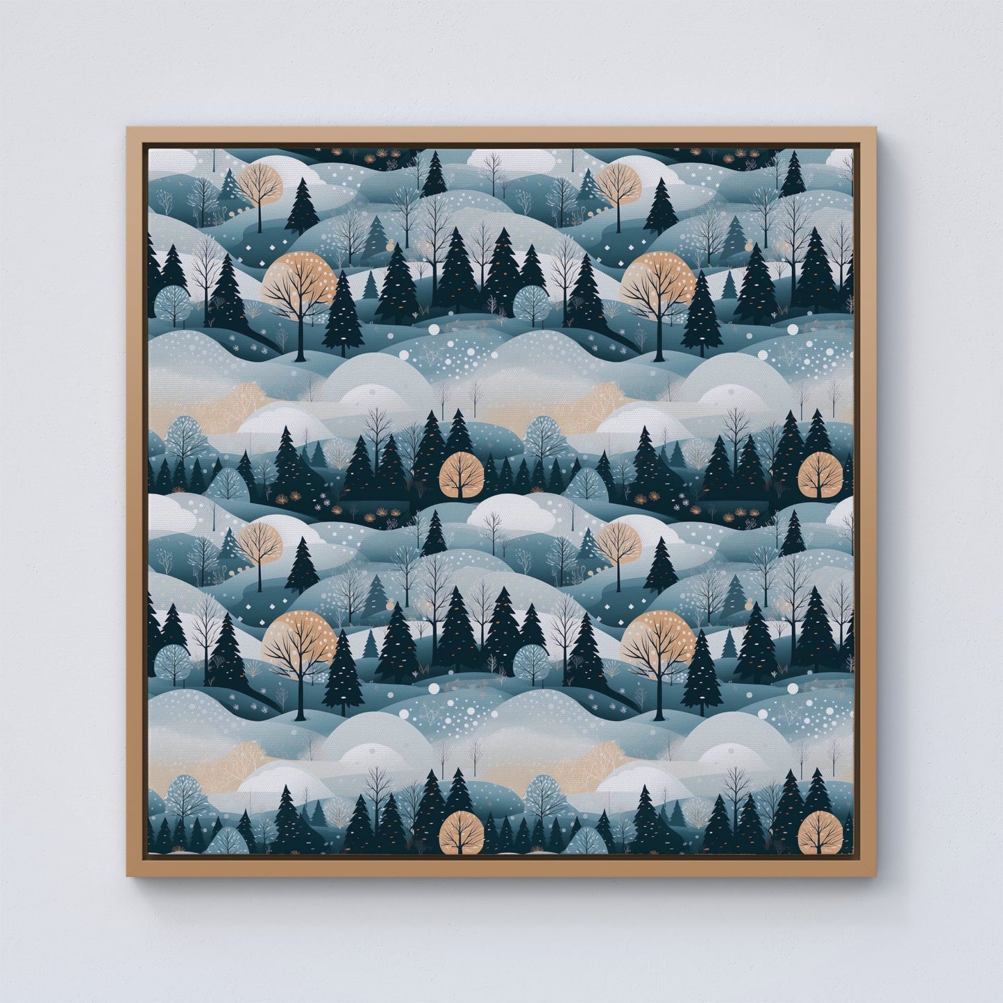 Dreamy Snowy Christmas Scene Framed Canvas