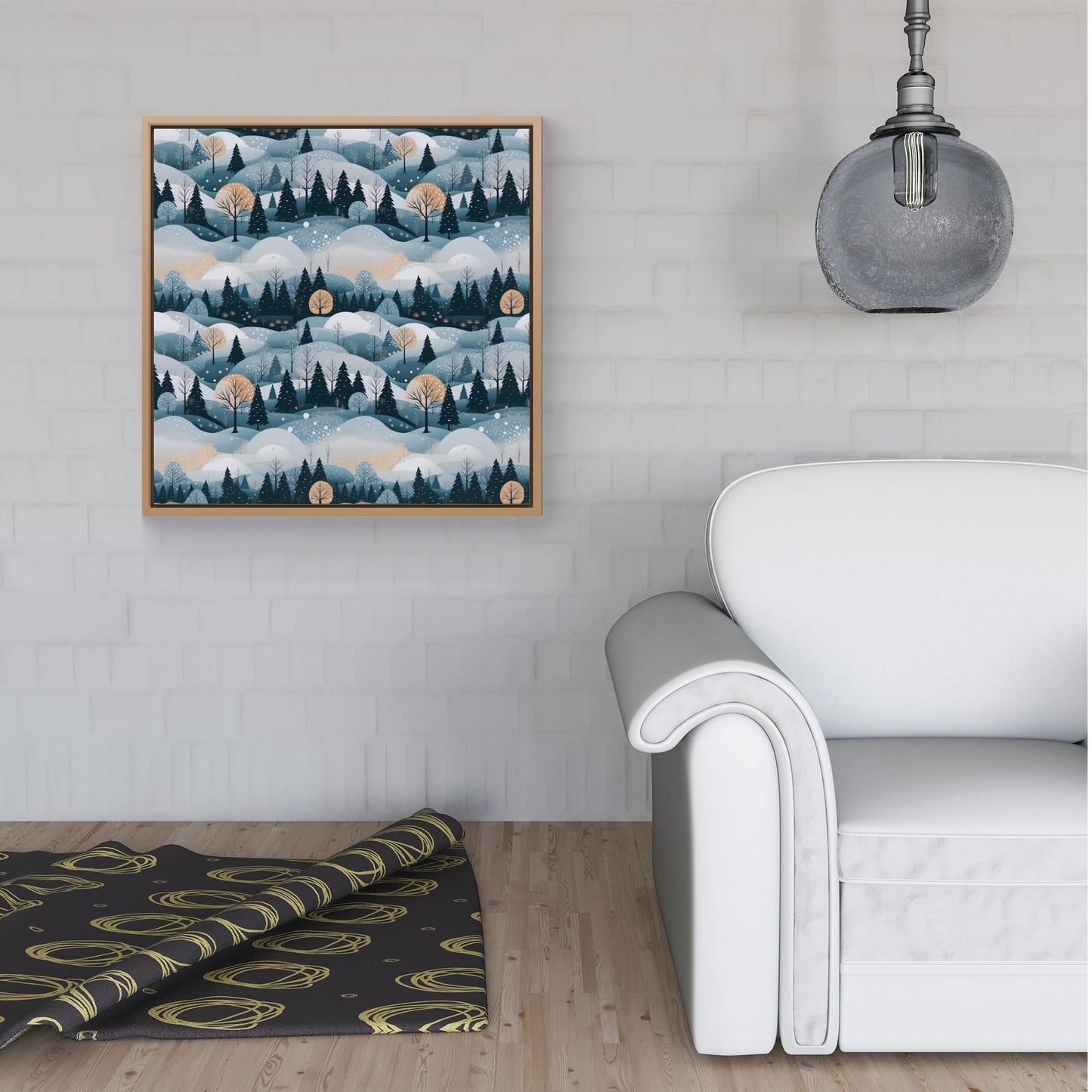 Dreamy Snowy Christmas Scene Framed Canvas