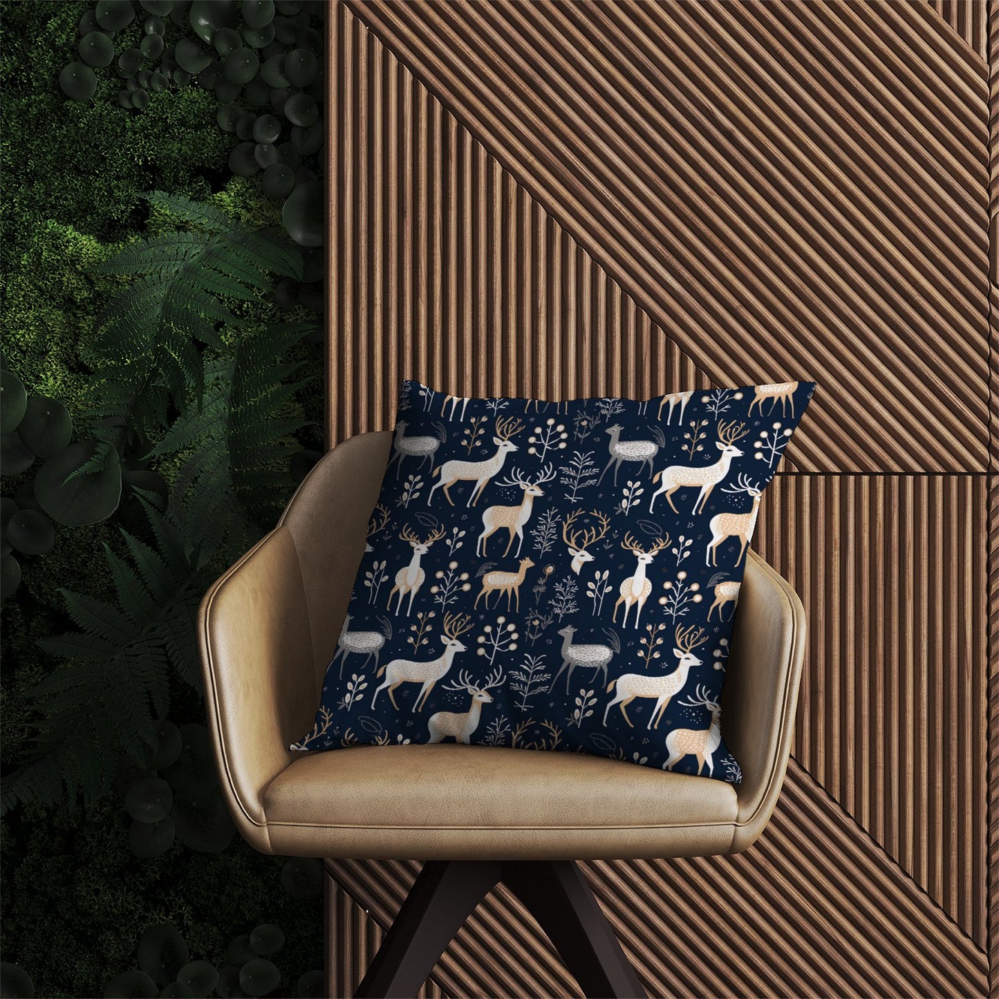 Reindeer, Whimsical, Illustration Pattern Outdoor Cushion