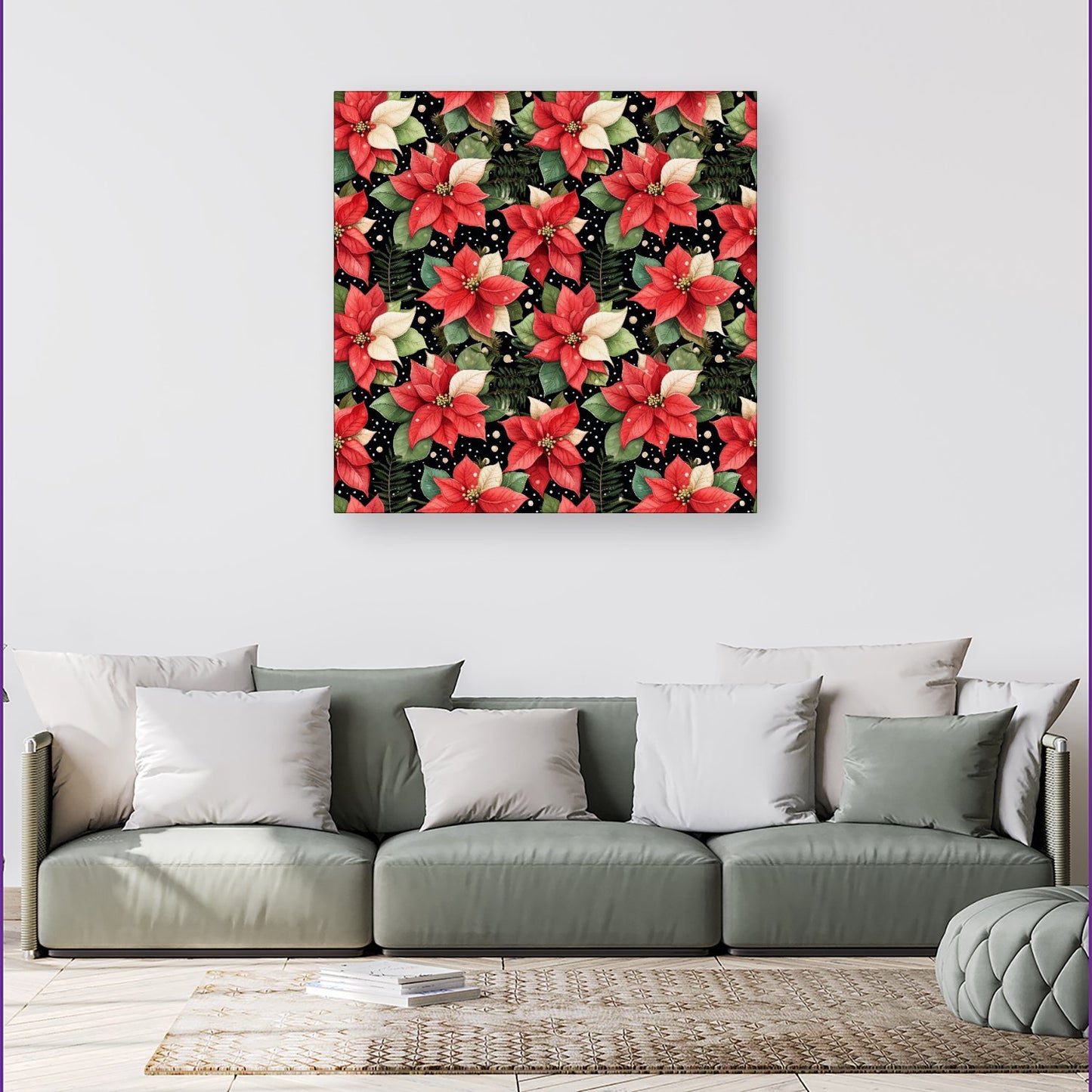 Poinsettia, Watercolor Style Canvas