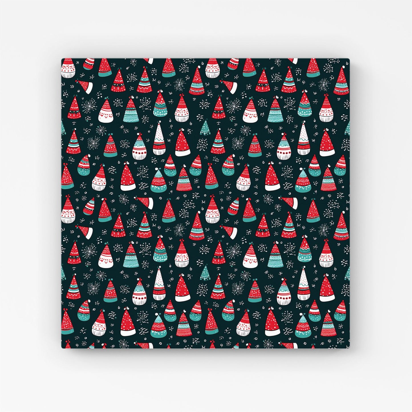 Hand Drawn Cheerful Santa Hats Canvas