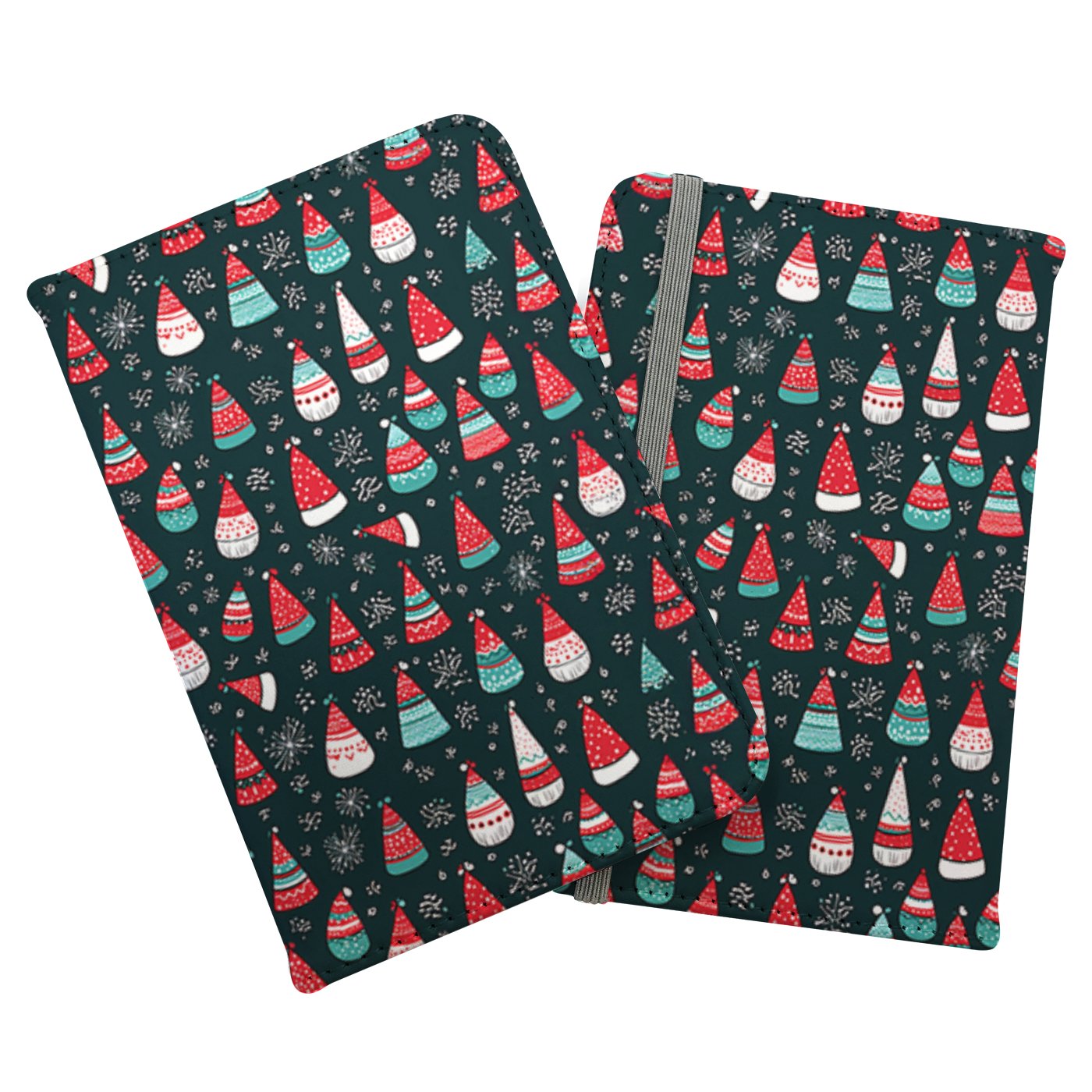 Hand Drawn Cheerful Santa Hats Passport Cover