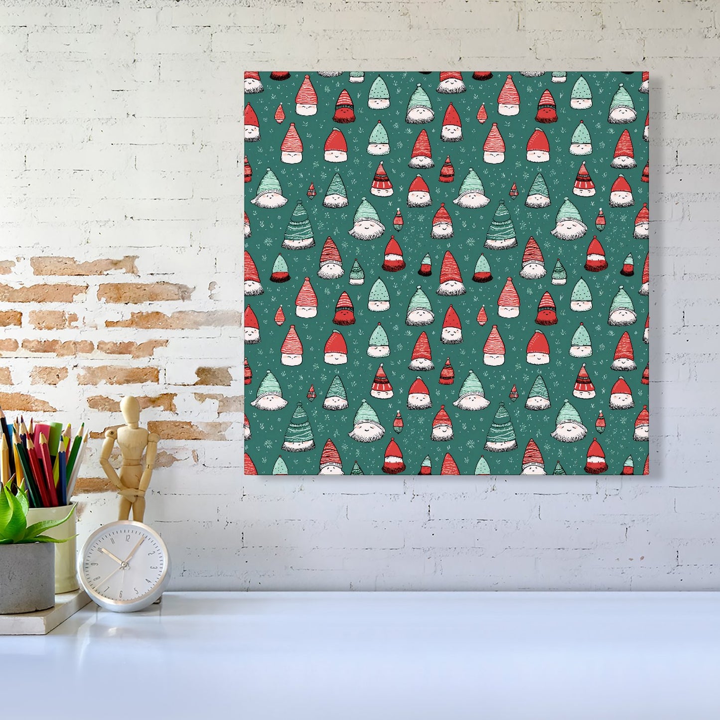 Hand Drawn Joyful Santa Hats Canvas