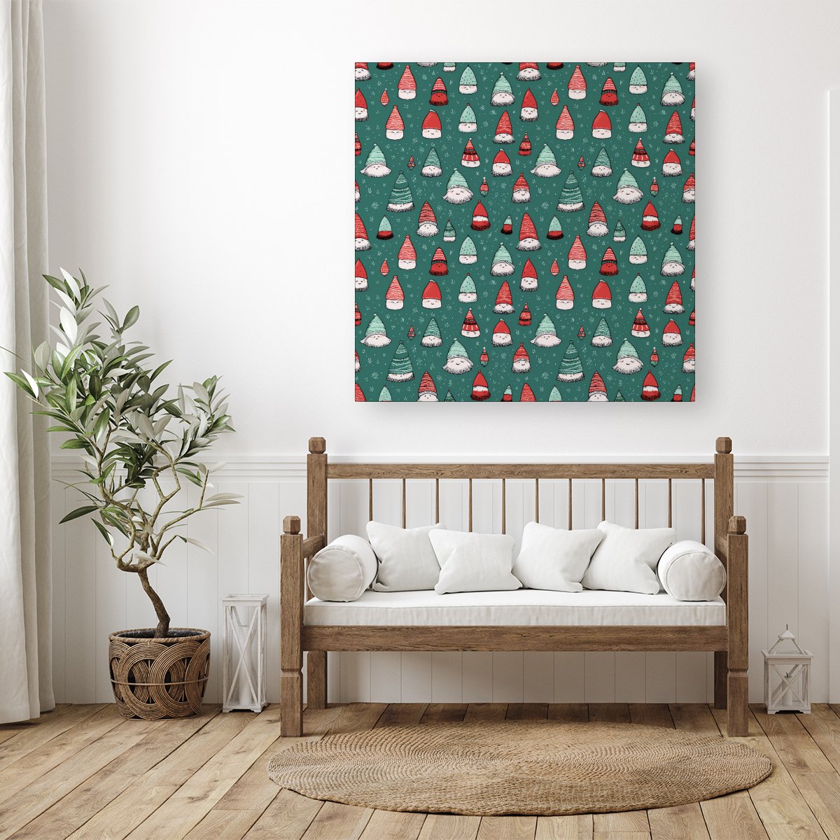 Hand Drawn Joyful Santa Hats Canvas
