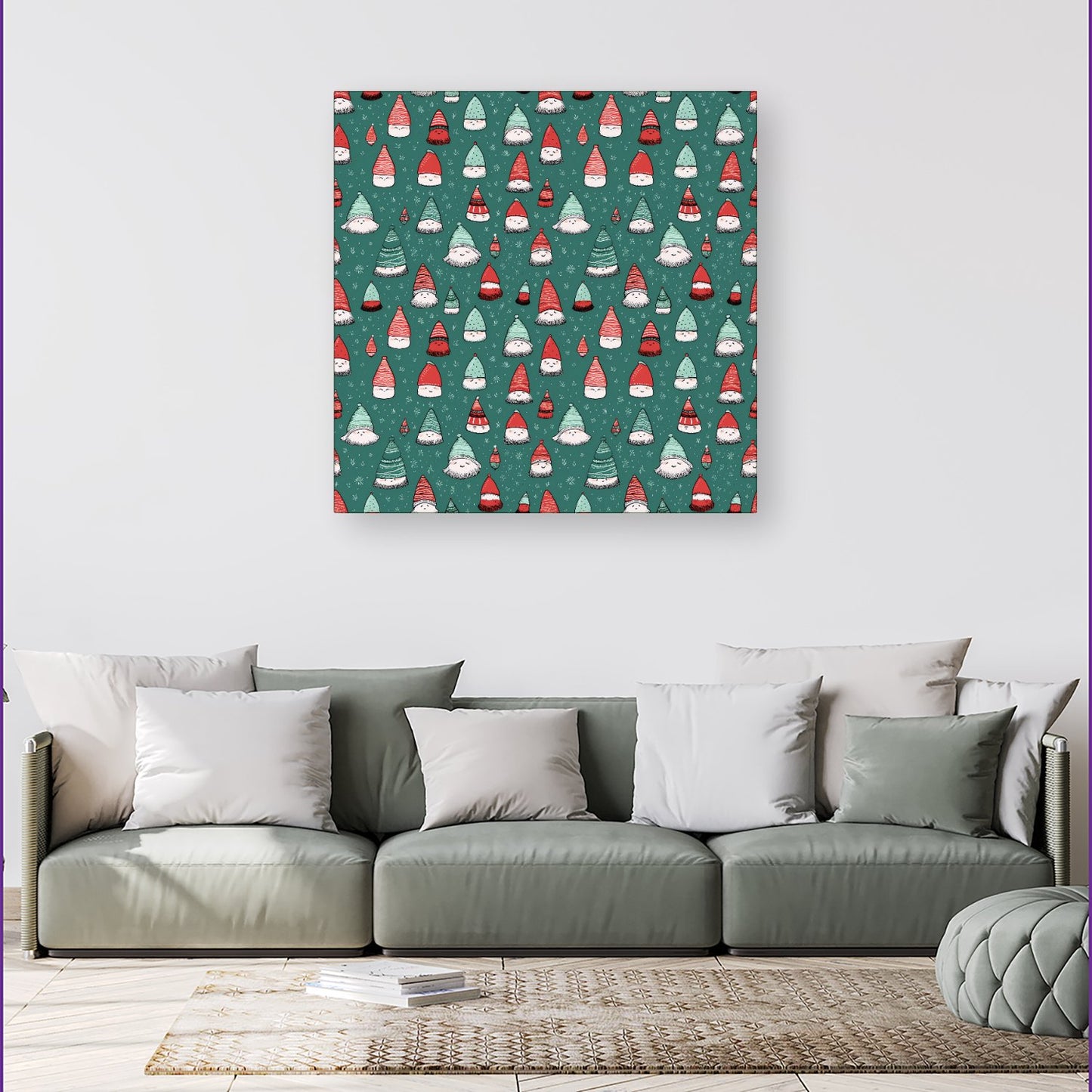 Hand Drawn Joyful Santa Hats Canvas