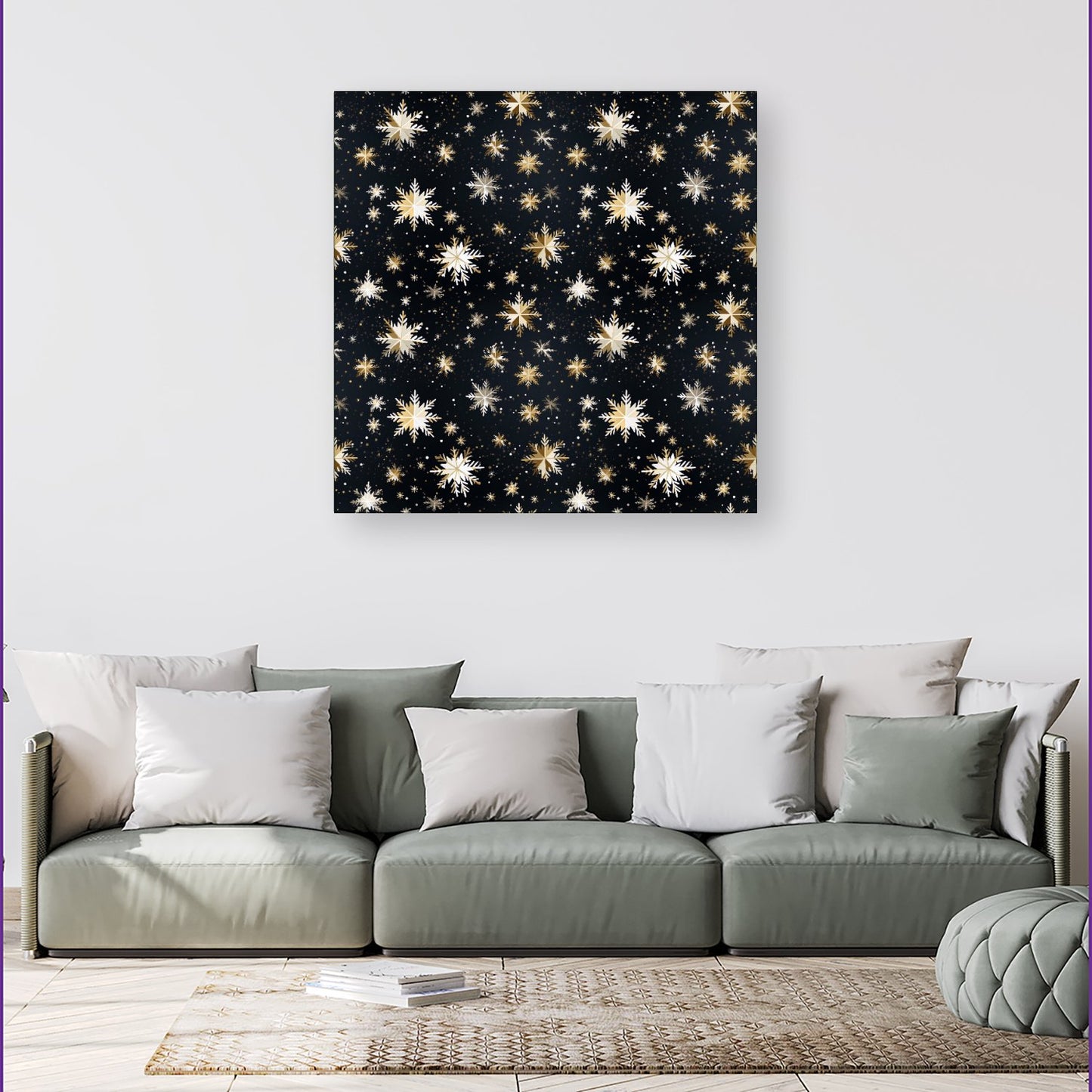 Silver Gold Snowflake Pattern Canvas