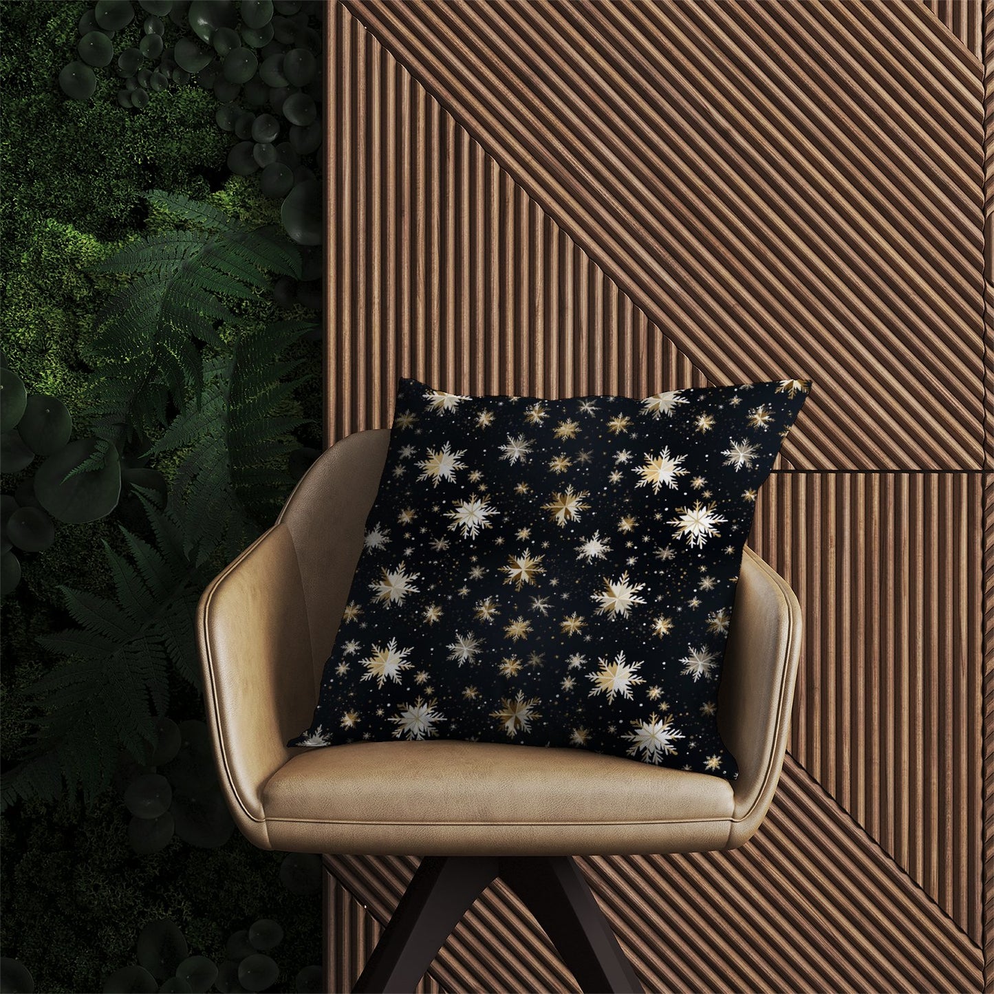 Silver Gold Snowflake Pattern Outdoor Cushion