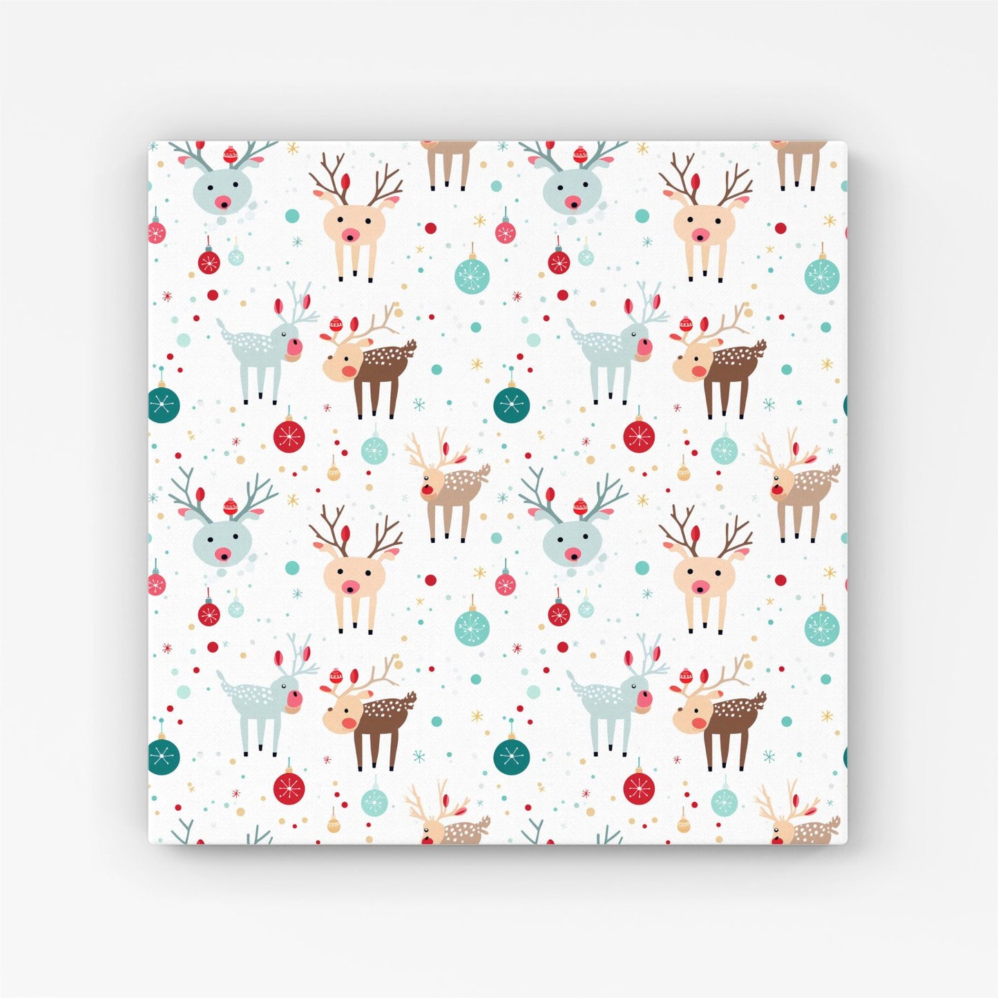 Happy Reindeer With Christmas Lights Canvas