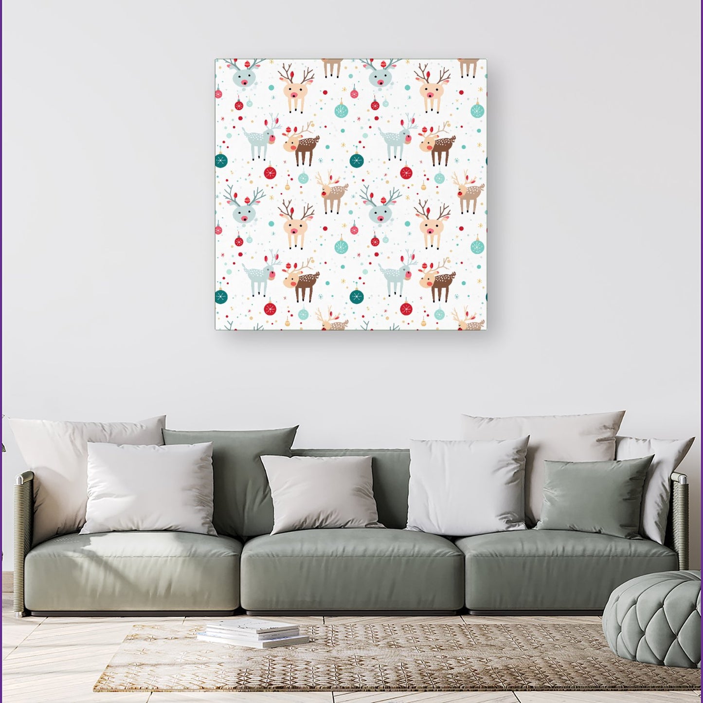 Happy Reindeer With Christmas Lights Canvas