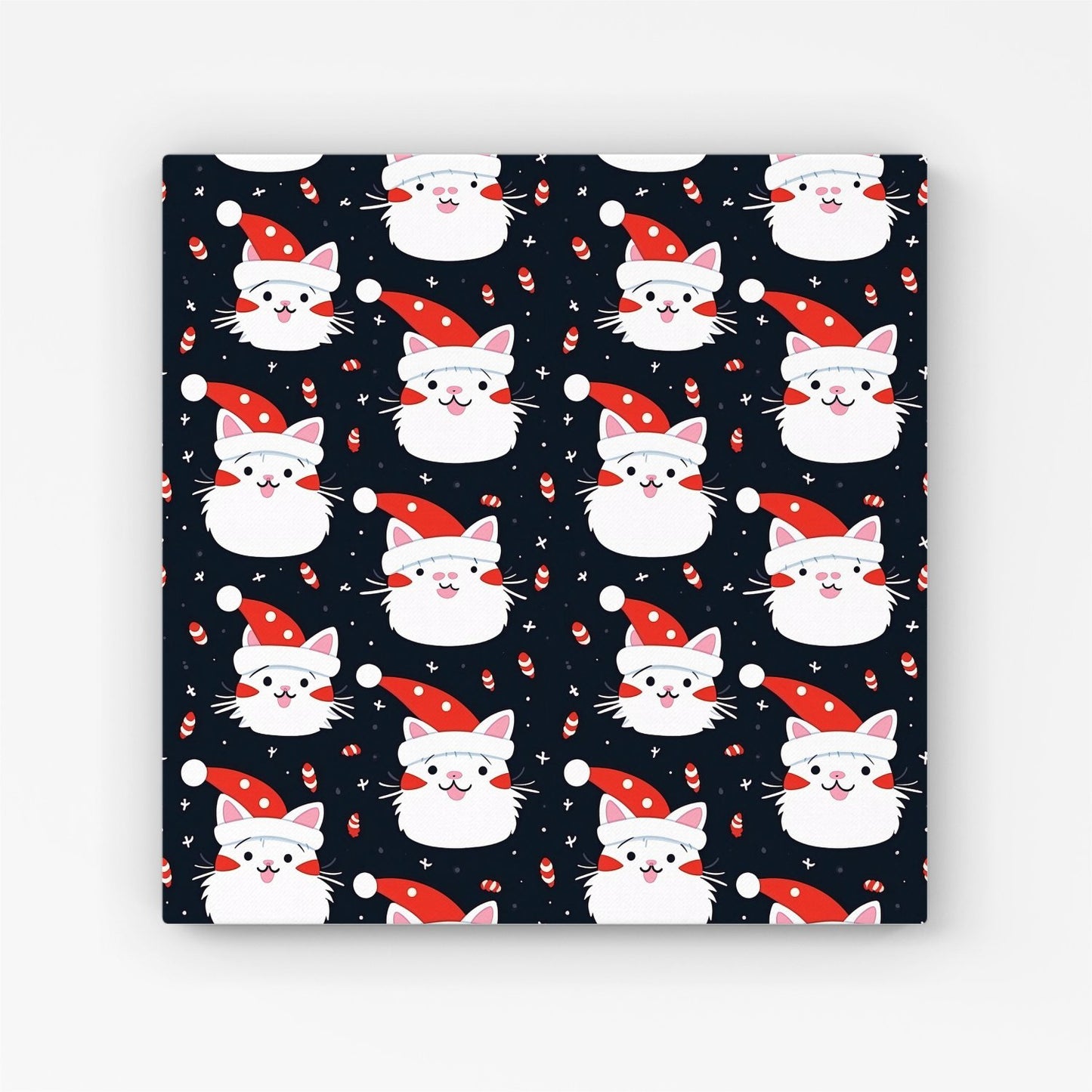 Cute Cats Wearing Santa Claus Hats Canvas