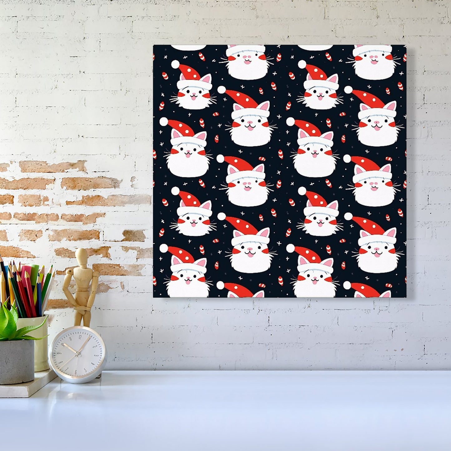 Cute Cats Wearing Santa Claus Hats Canvas