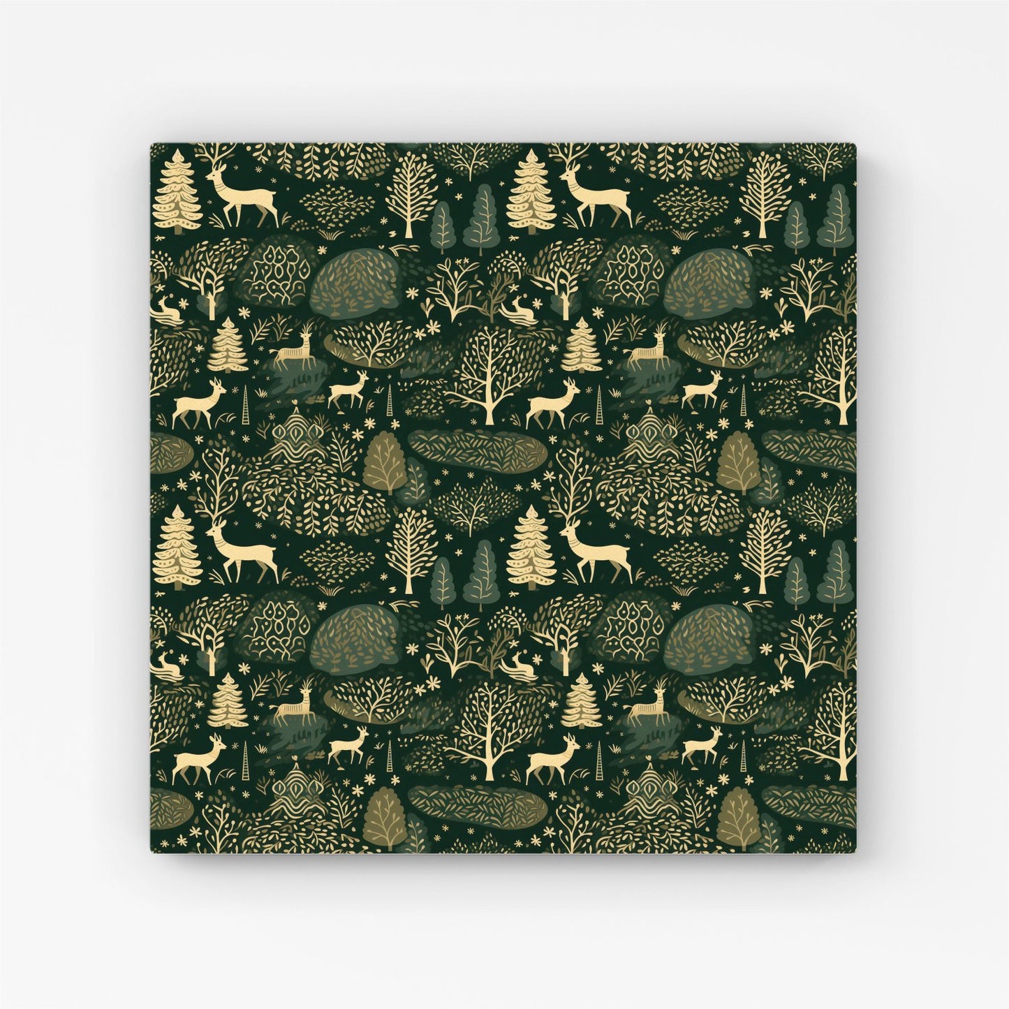 Green Christmas Woodlands Canvas