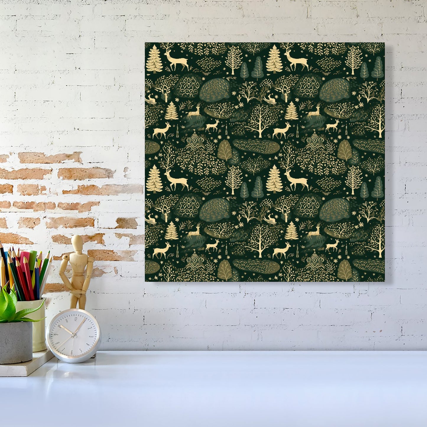 Green Christmas Woodlands Canvas