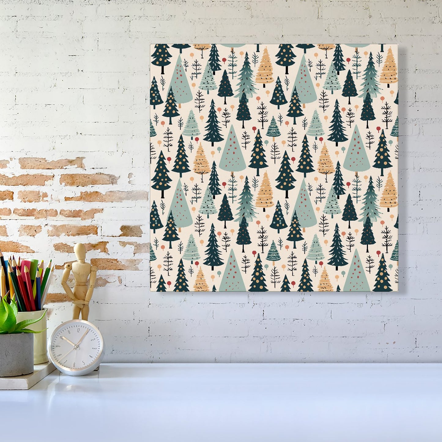 Boho Inspired Christmas Tree Pattern Canvas