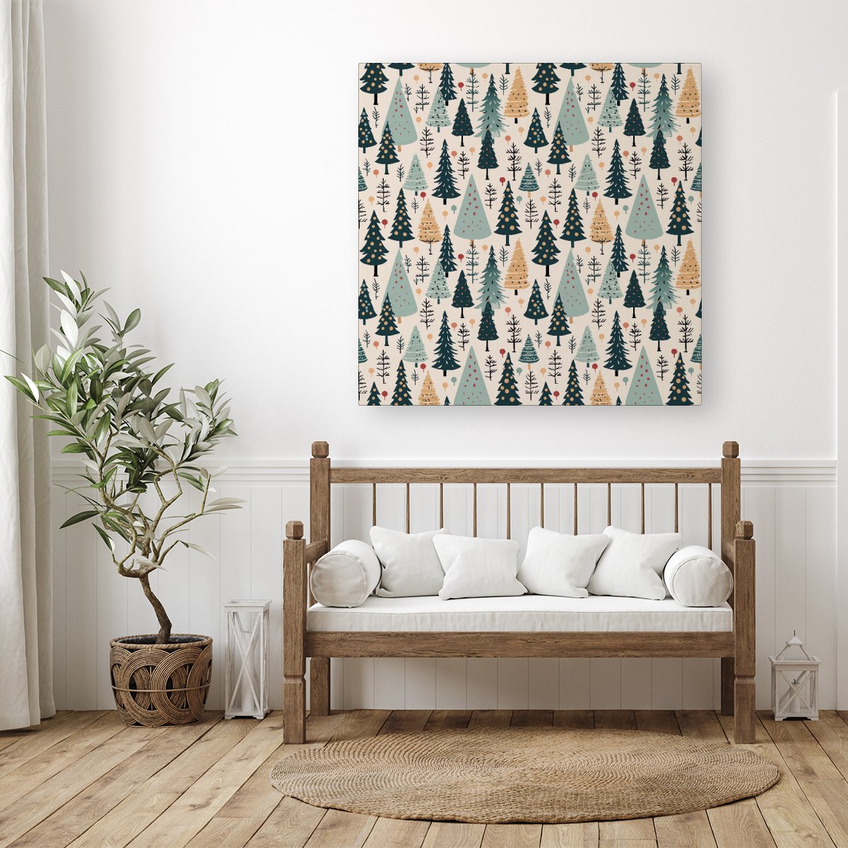 Boho Inspired Christmas Tree Pattern Canvas