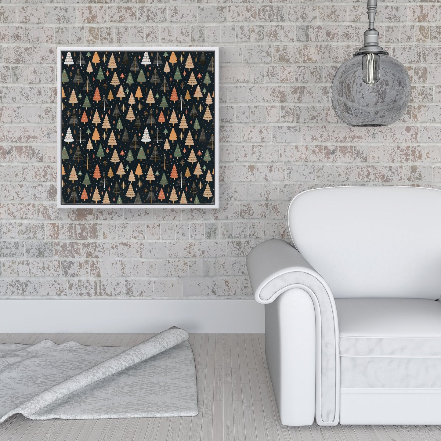 Boho Inspired Christmas Trees Framed Canvas