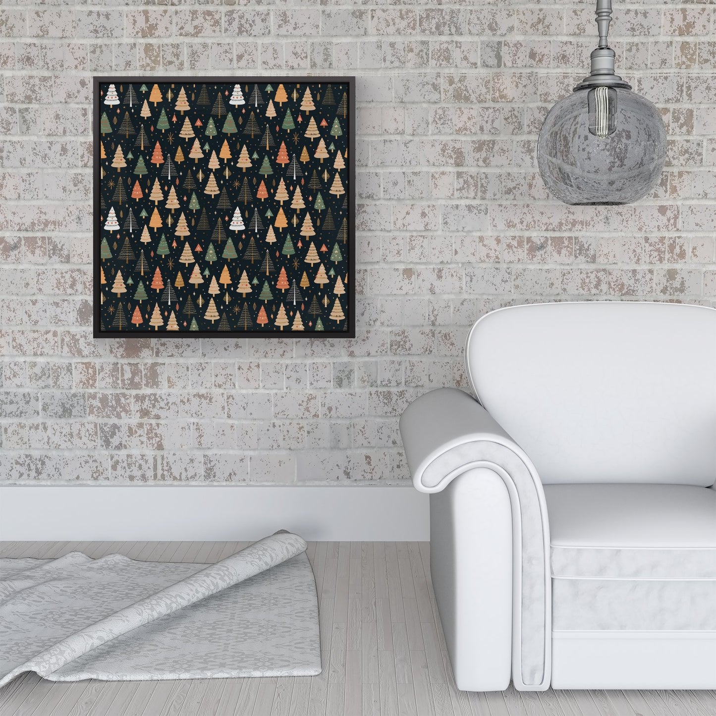 Boho Inspired Christmas Trees Framed Canvas