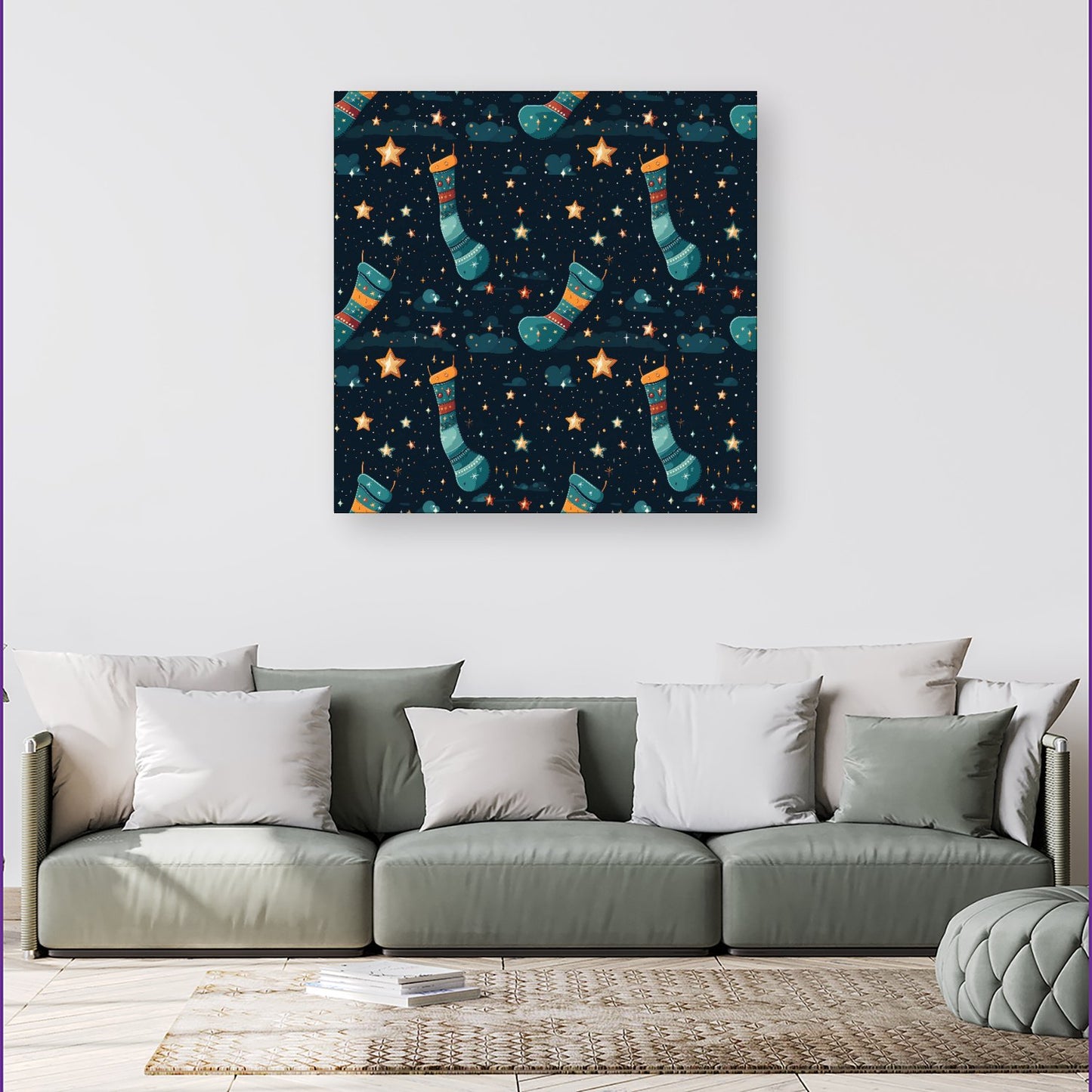 Christmas Stocking In A Starry Night Sky Canvas