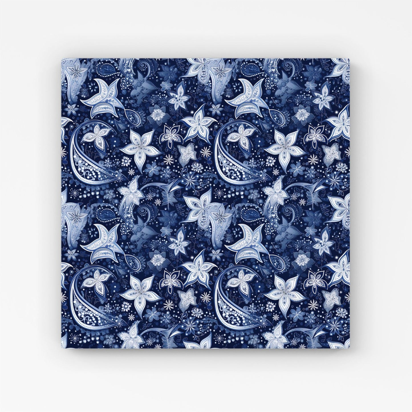 Paisley Christmas Stars Blue Canvas