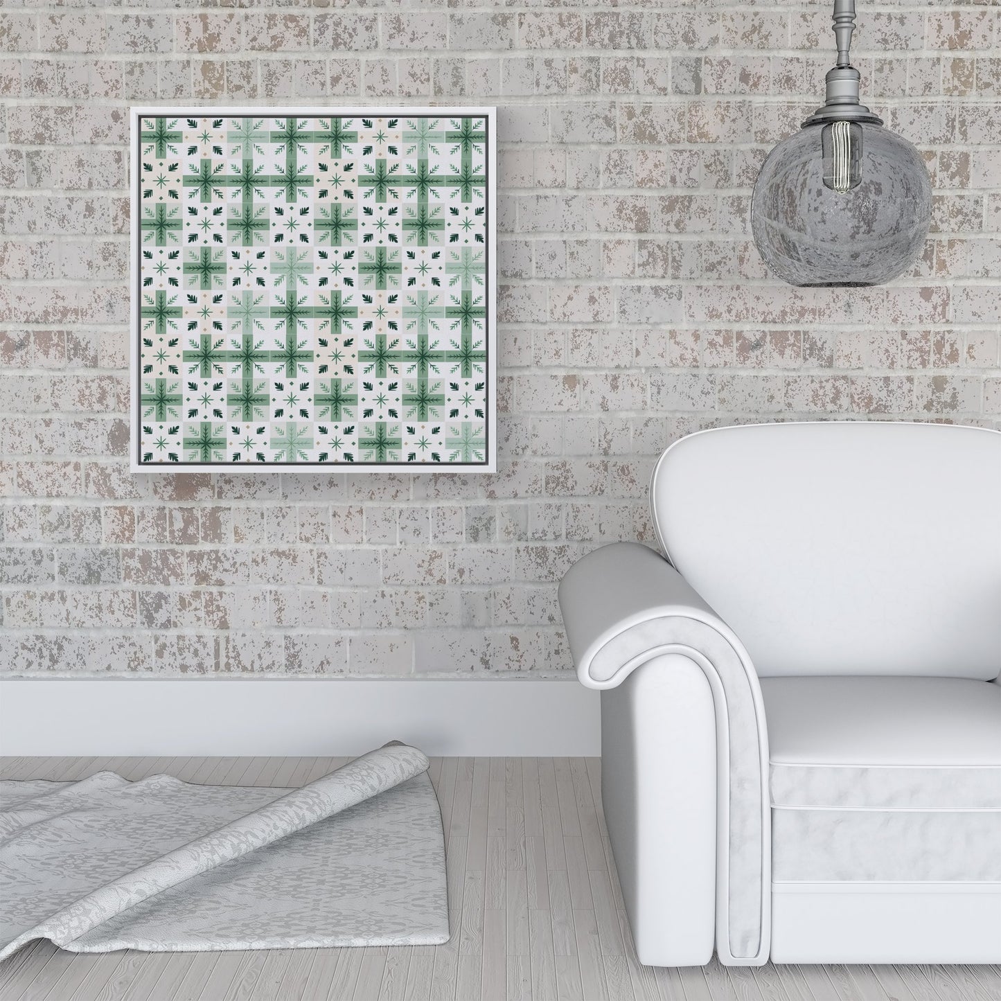 Christmas Quilting Squares Framed Canvas