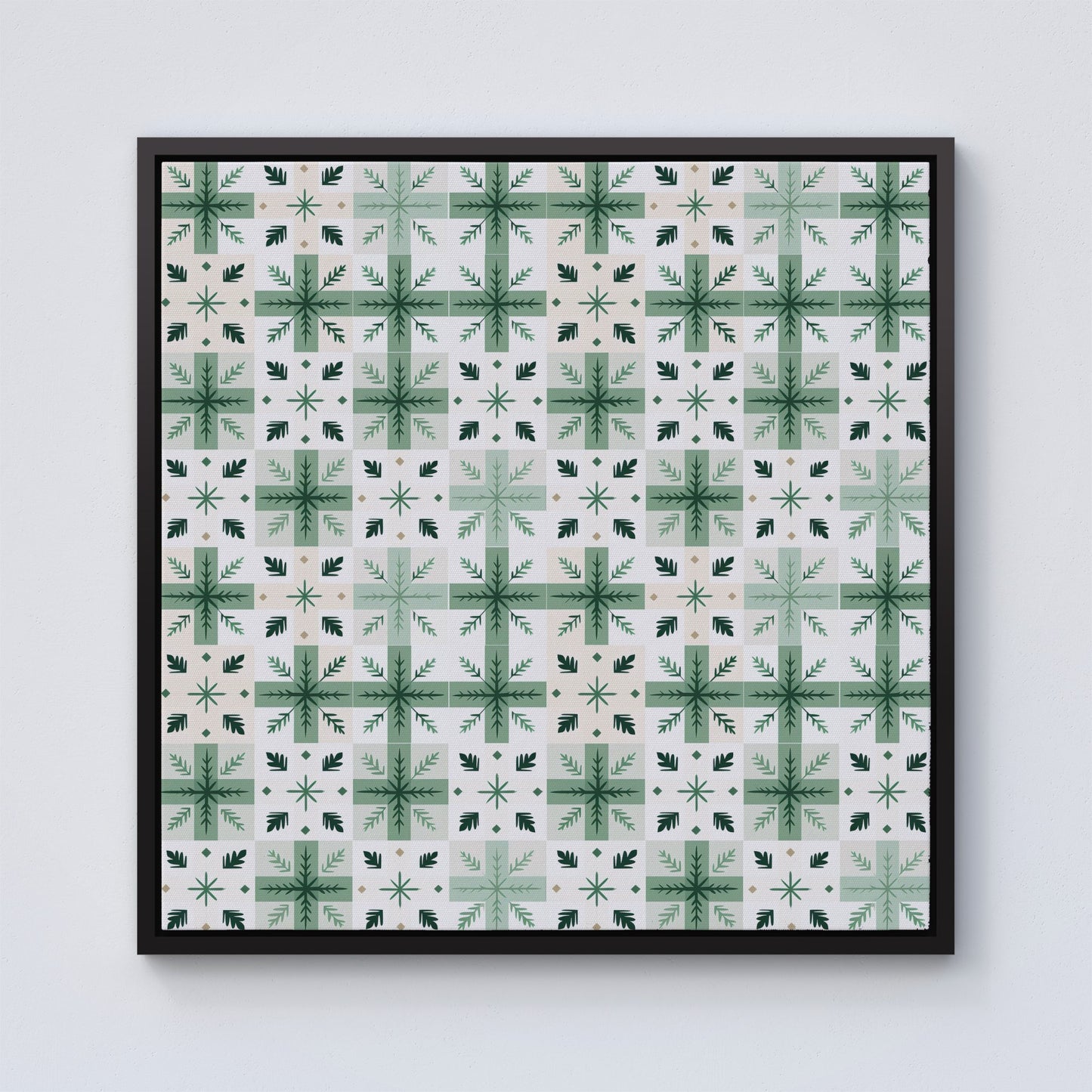 Christmas Quilting Squares Framed Canvas
