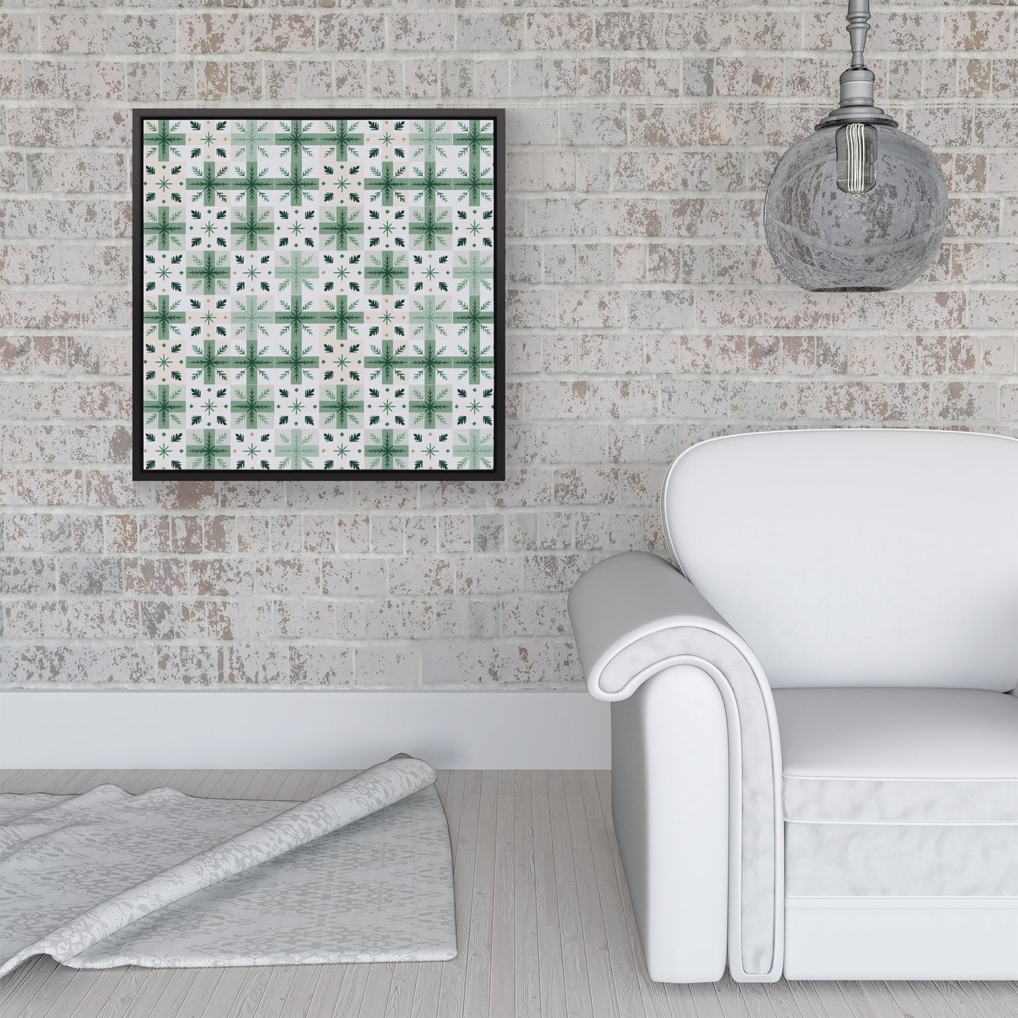 Christmas Quilting Squares Framed Canvas