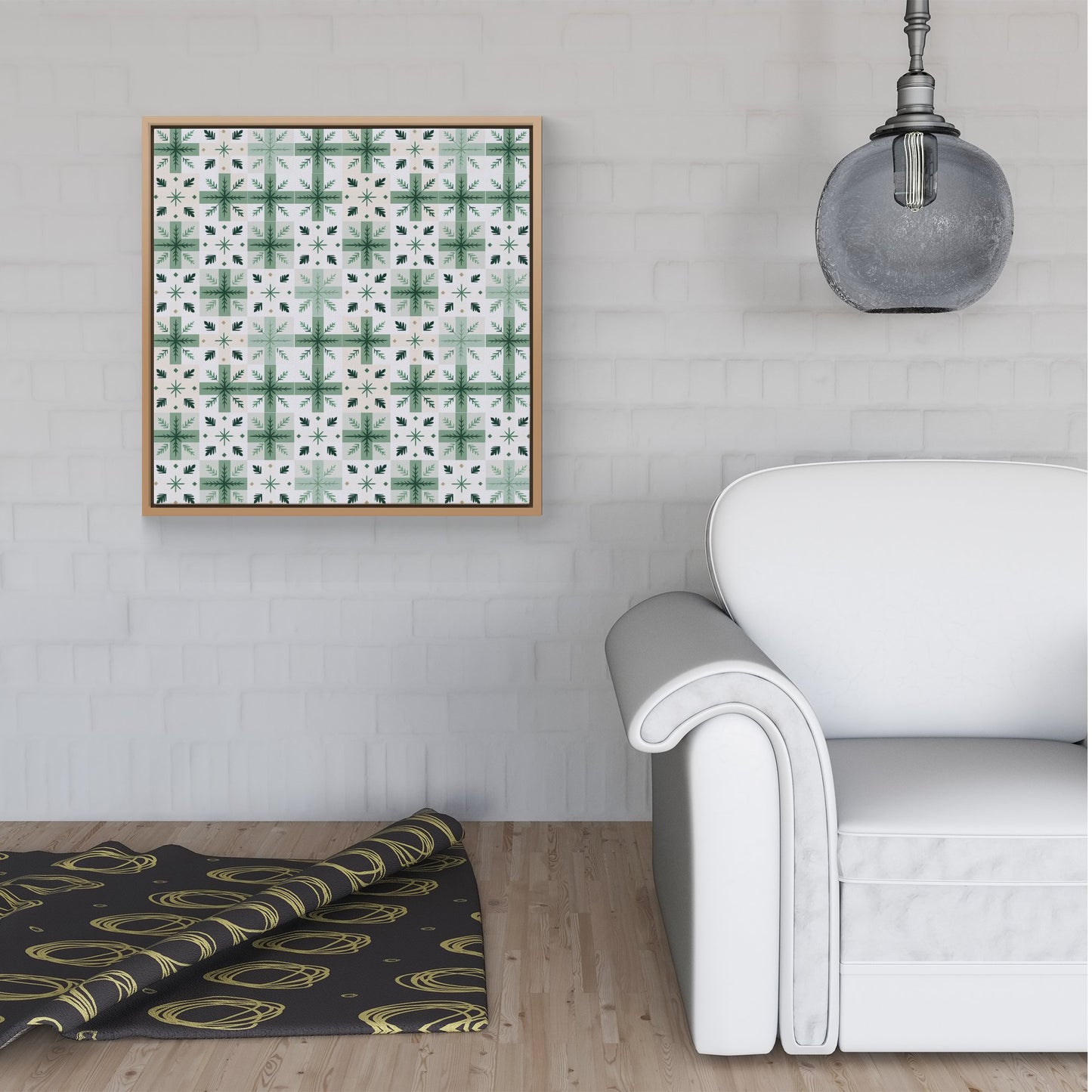Christmas Quilting Squares Framed Canvas