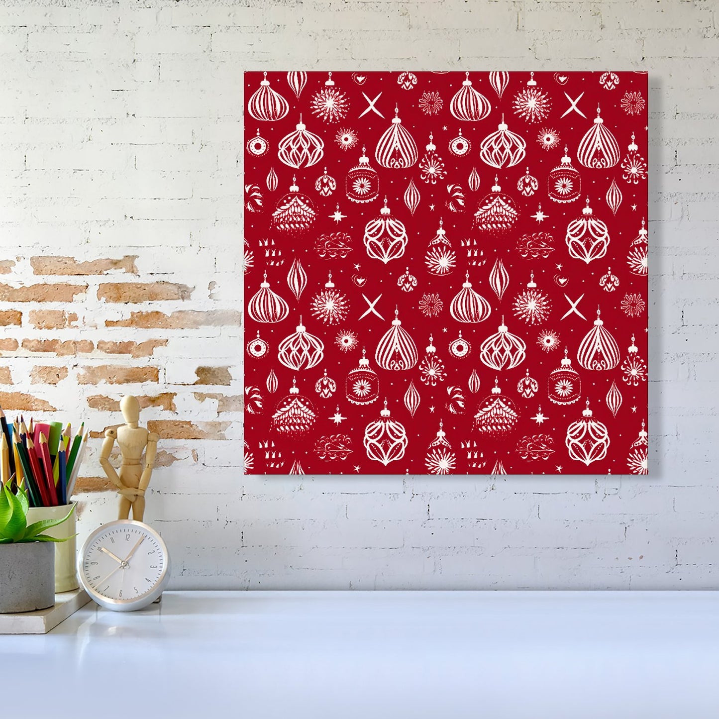 Red Christmas Decorations Pattern Canvas