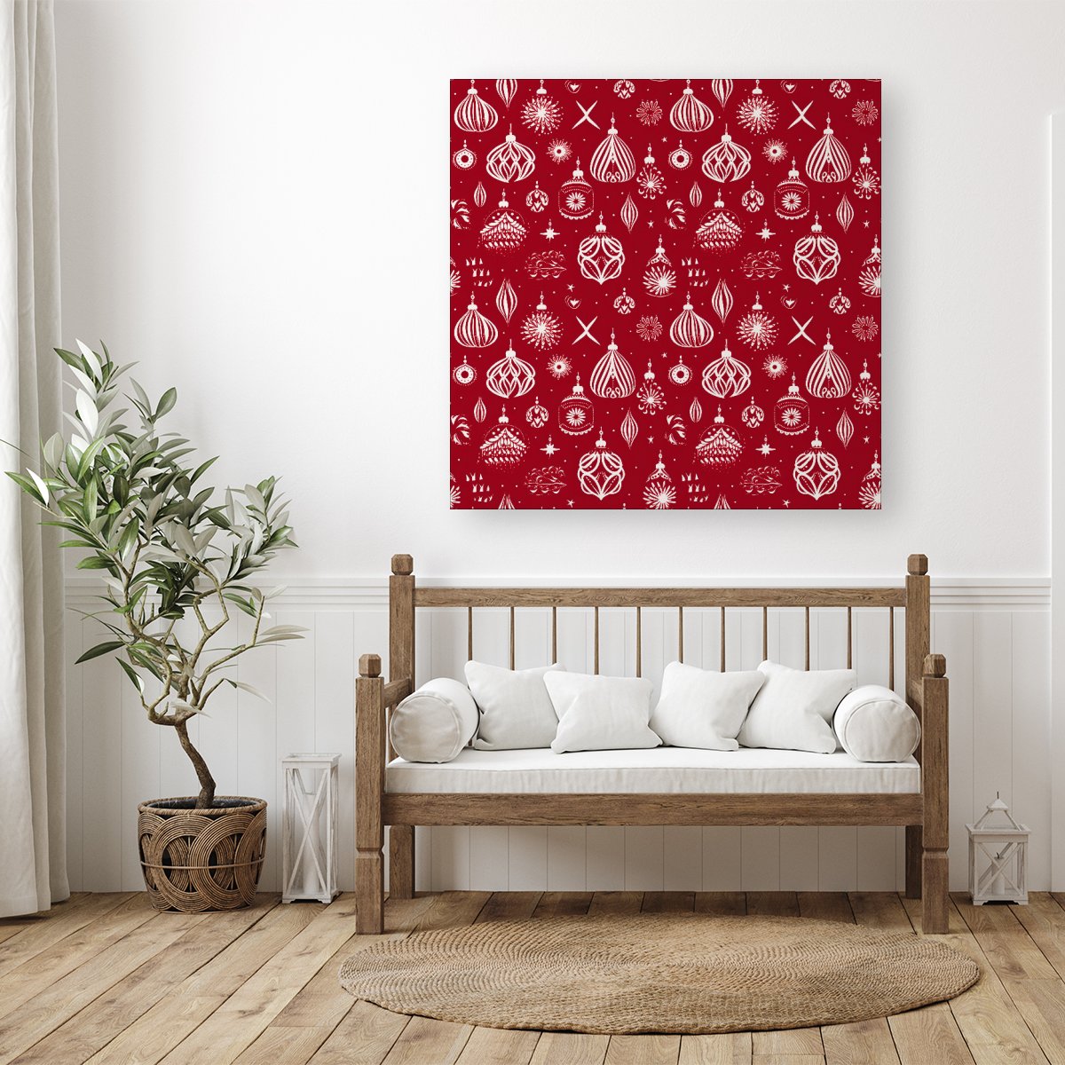 Red Christmas Decorations Pattern Canvas