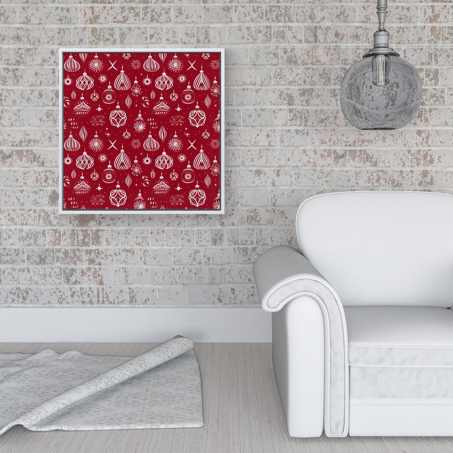 Red Christmas Decorations Pattern Framed Canvas