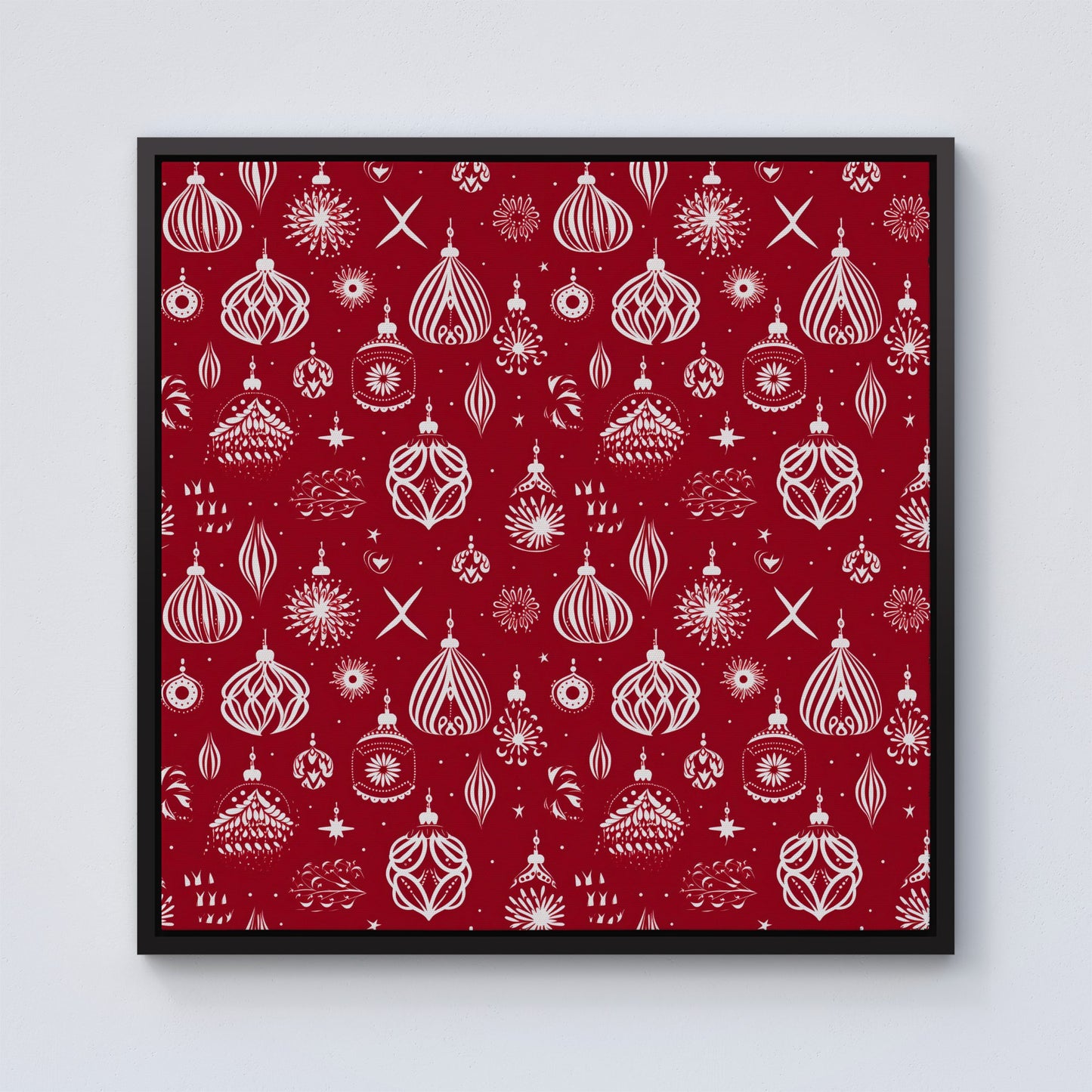 Red Christmas Decorations Pattern Framed Canvas