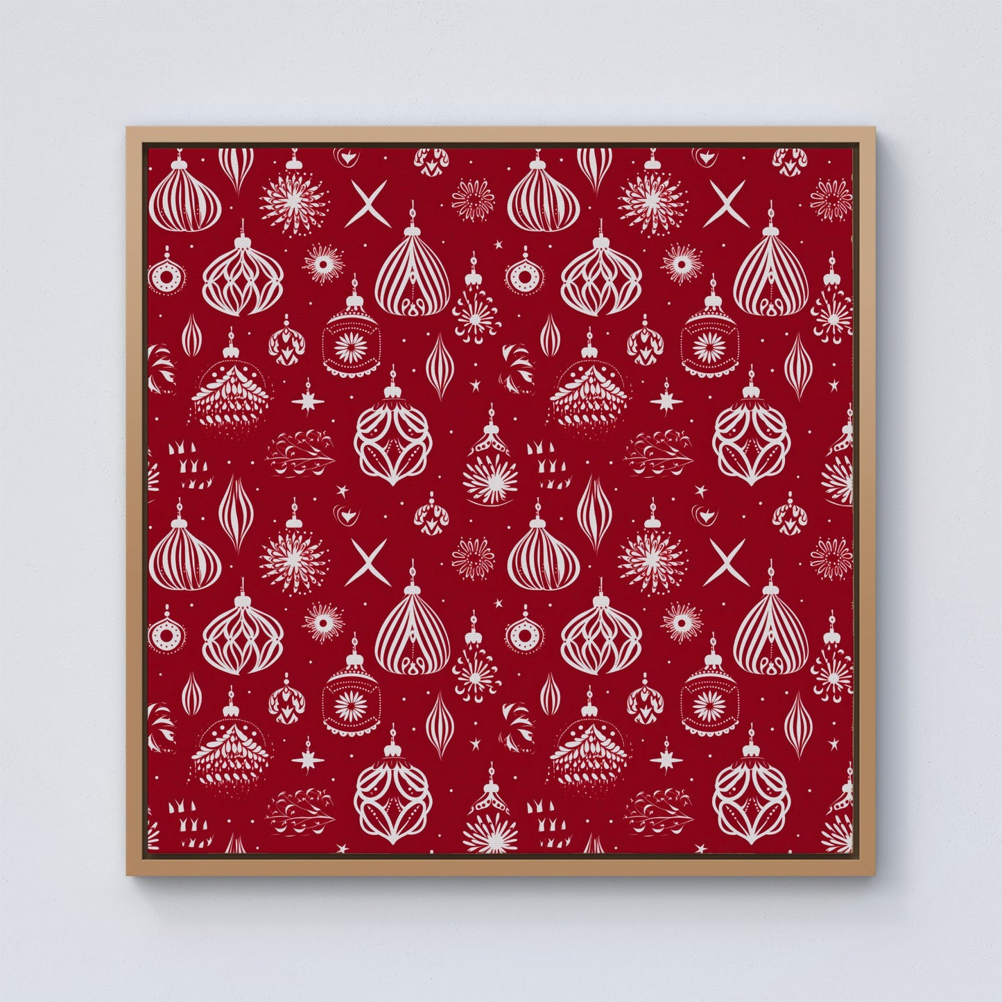 Red Christmas Decorations Pattern Framed Canvas