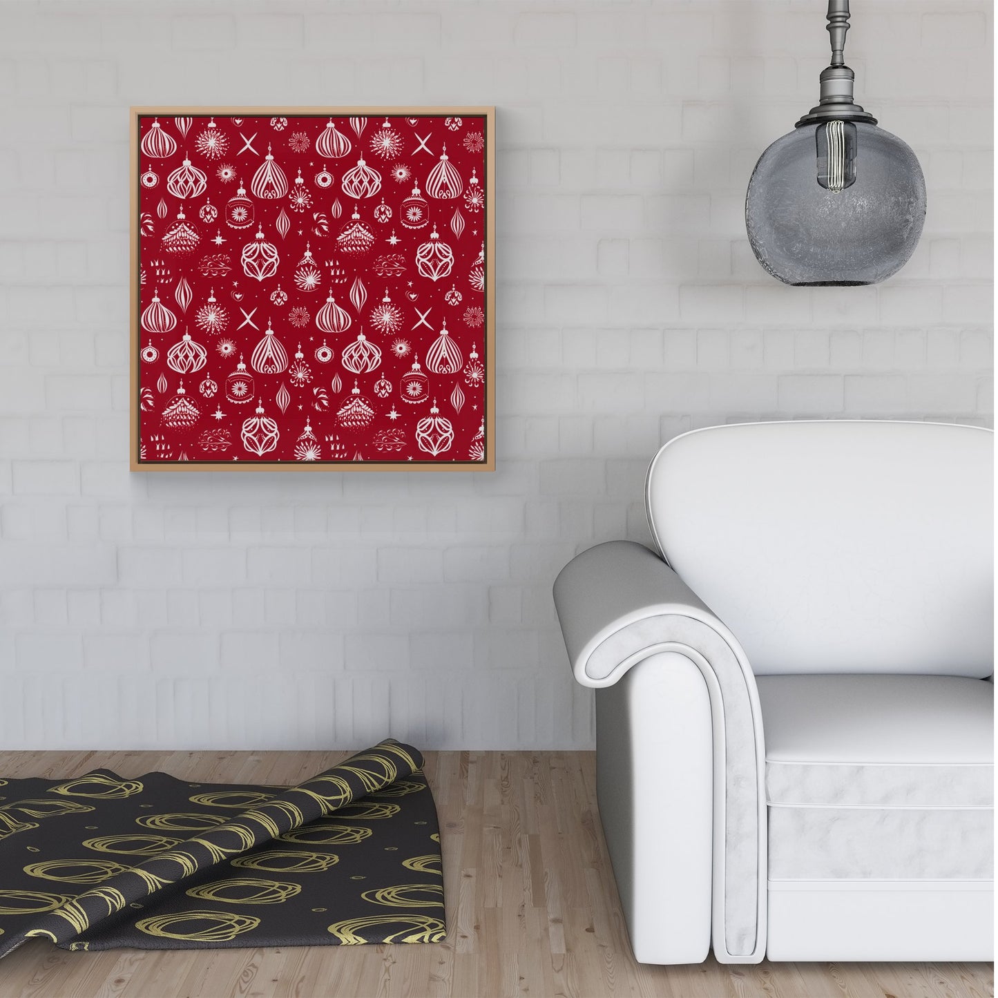Red Christmas Decorations Pattern Framed Canvas