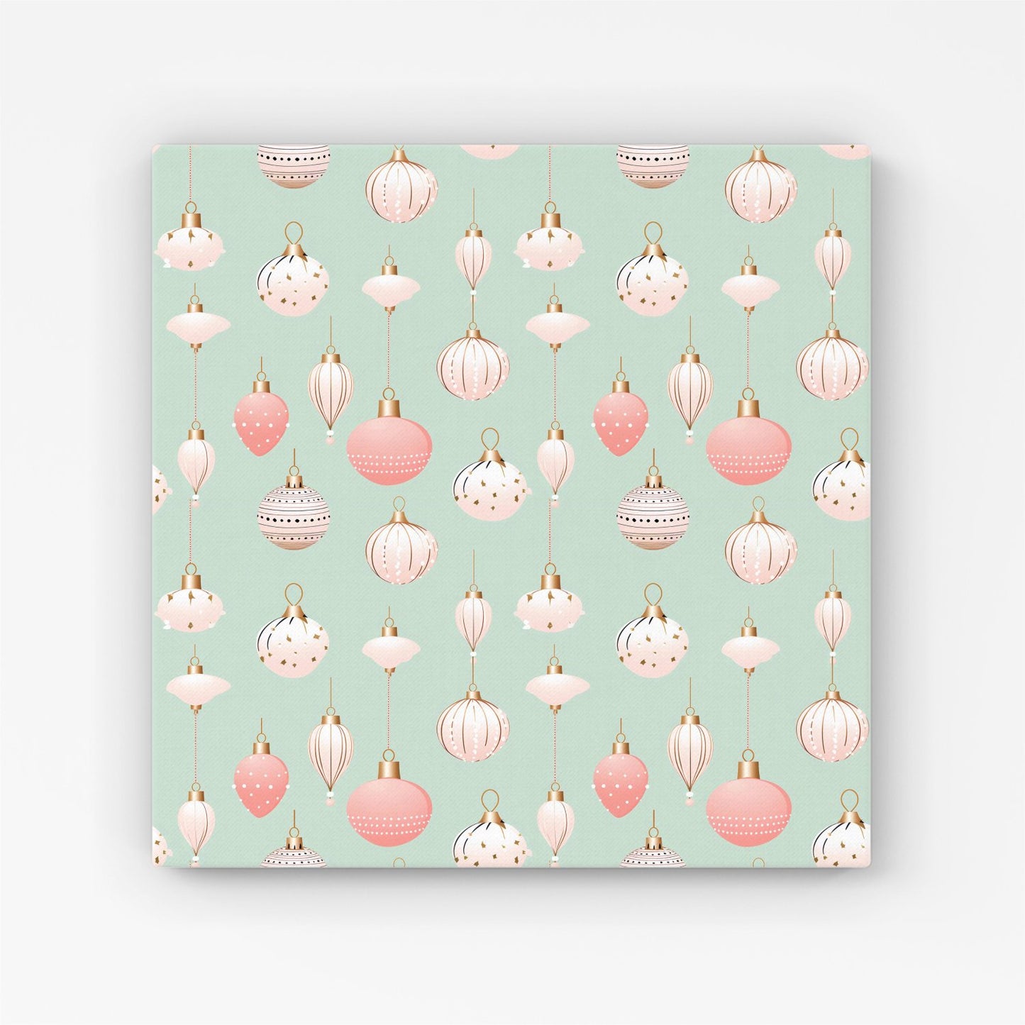 Christmas Decorations Pink And Green Canvas