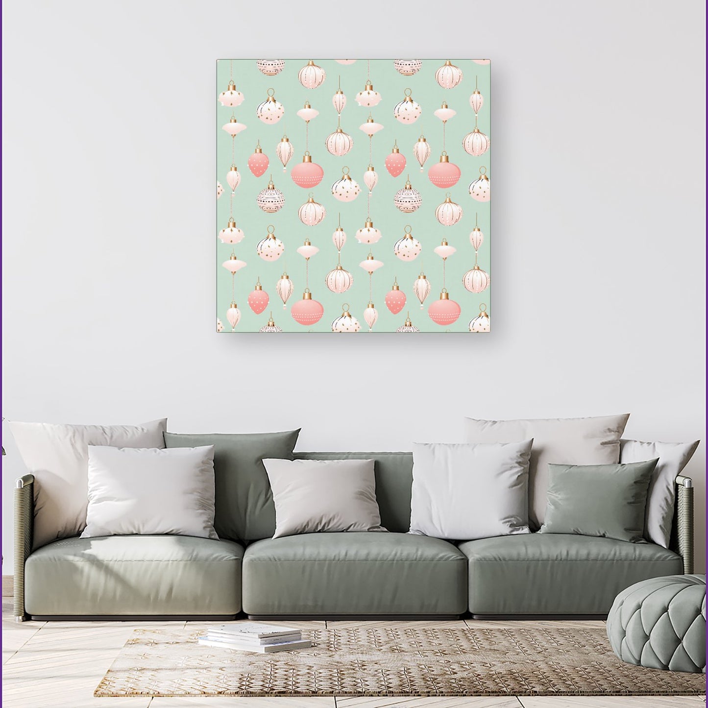 Christmas Decorations Pink And Green Canvas