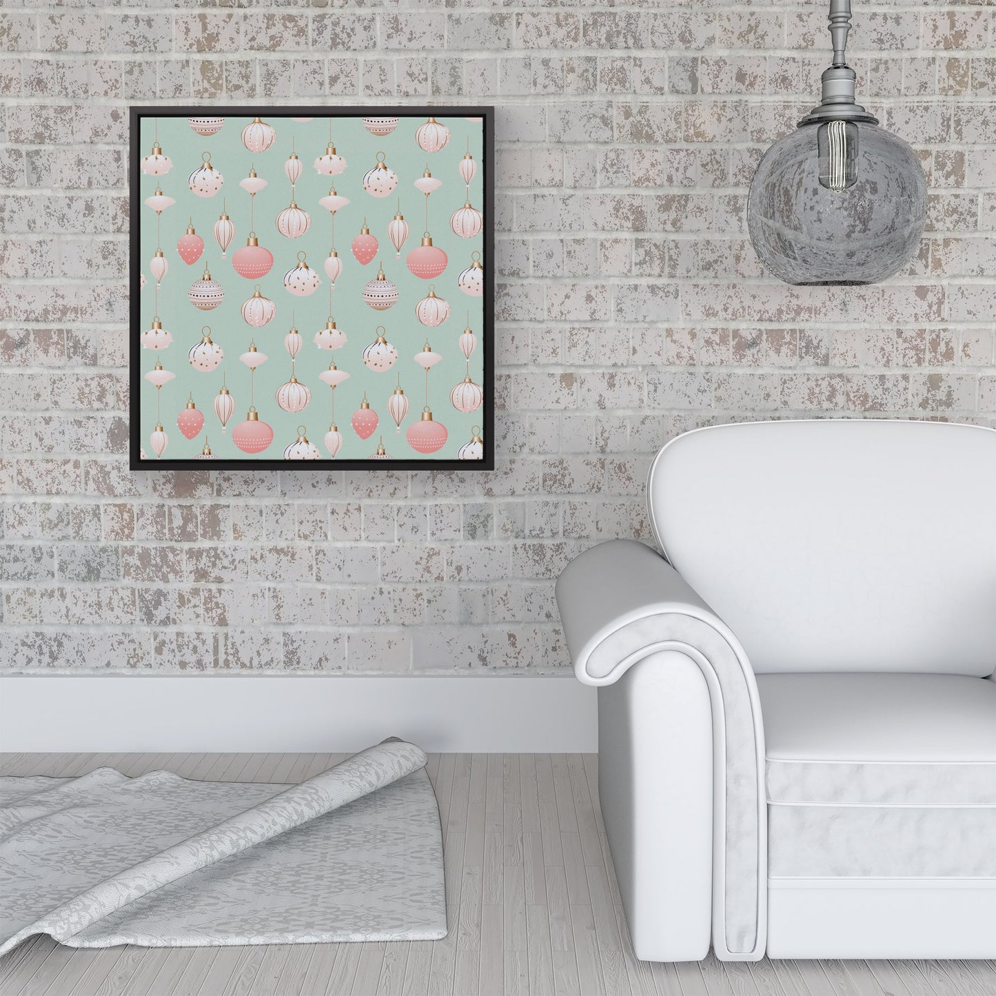 Christmas Decorations Pink And Green Framed Canvas