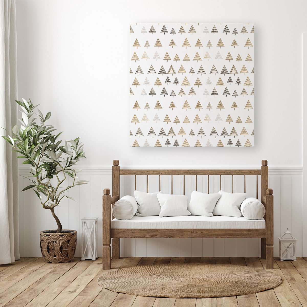 Geometric Christmas Tree Pattern Canvas