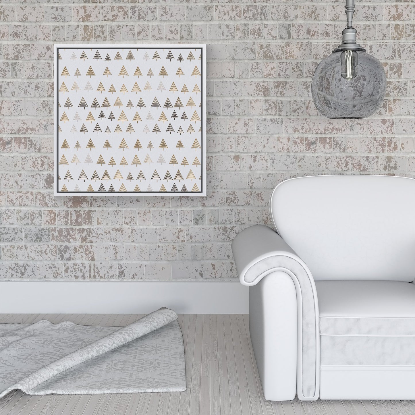 Geometric Christmas Tree Pattern Framed Canvas